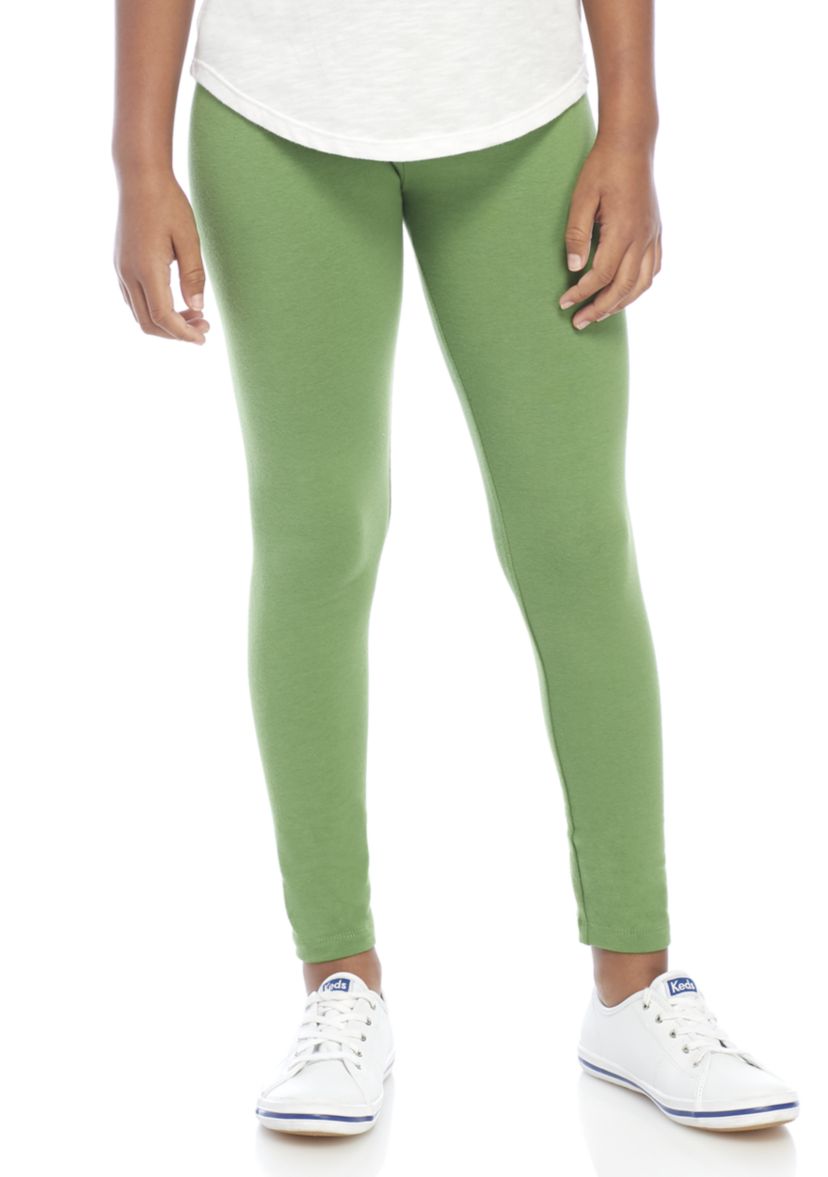Gilrs 7-16 Solid Green Leggings