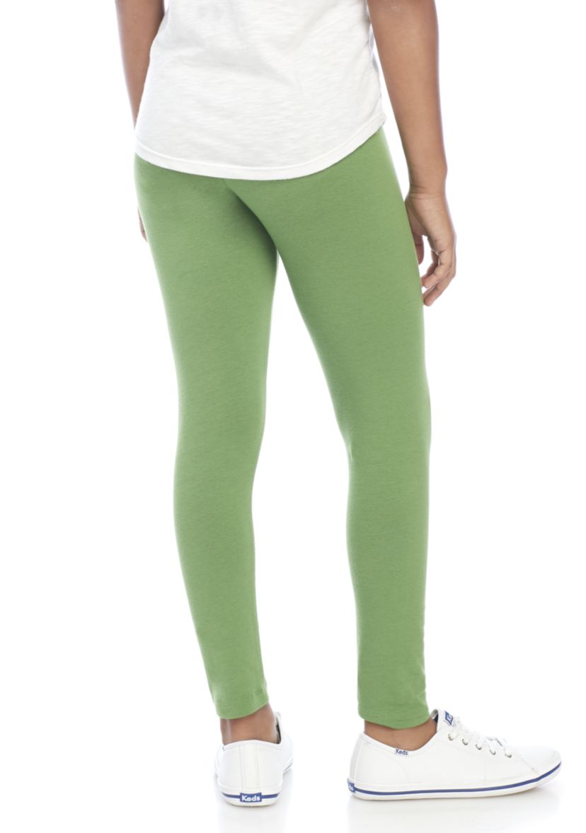 Gilrs 7-16 Solid Green Leggings