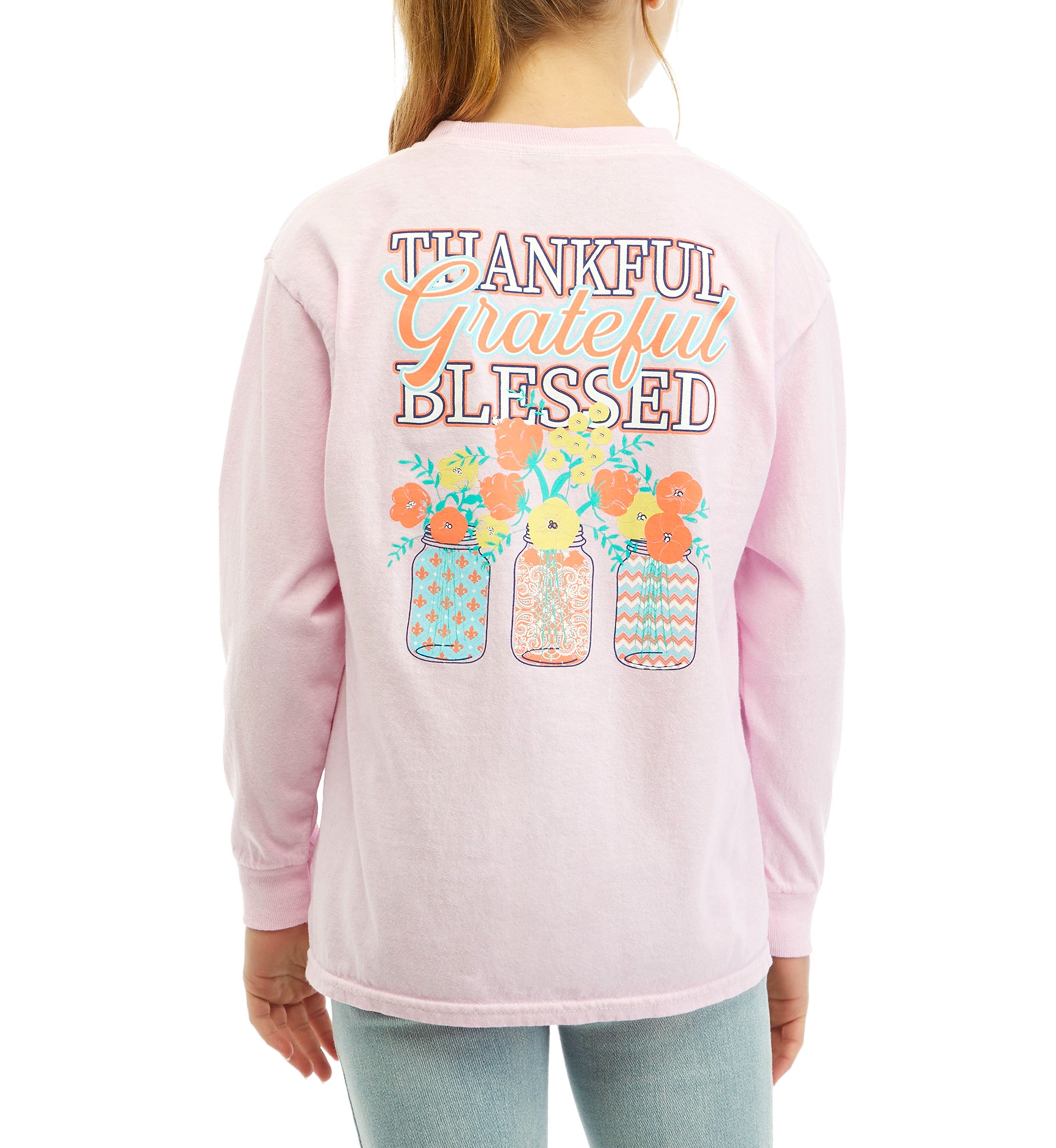 Girls 7-16 Thankful Grateful Blessed Graphic T-Shirt
