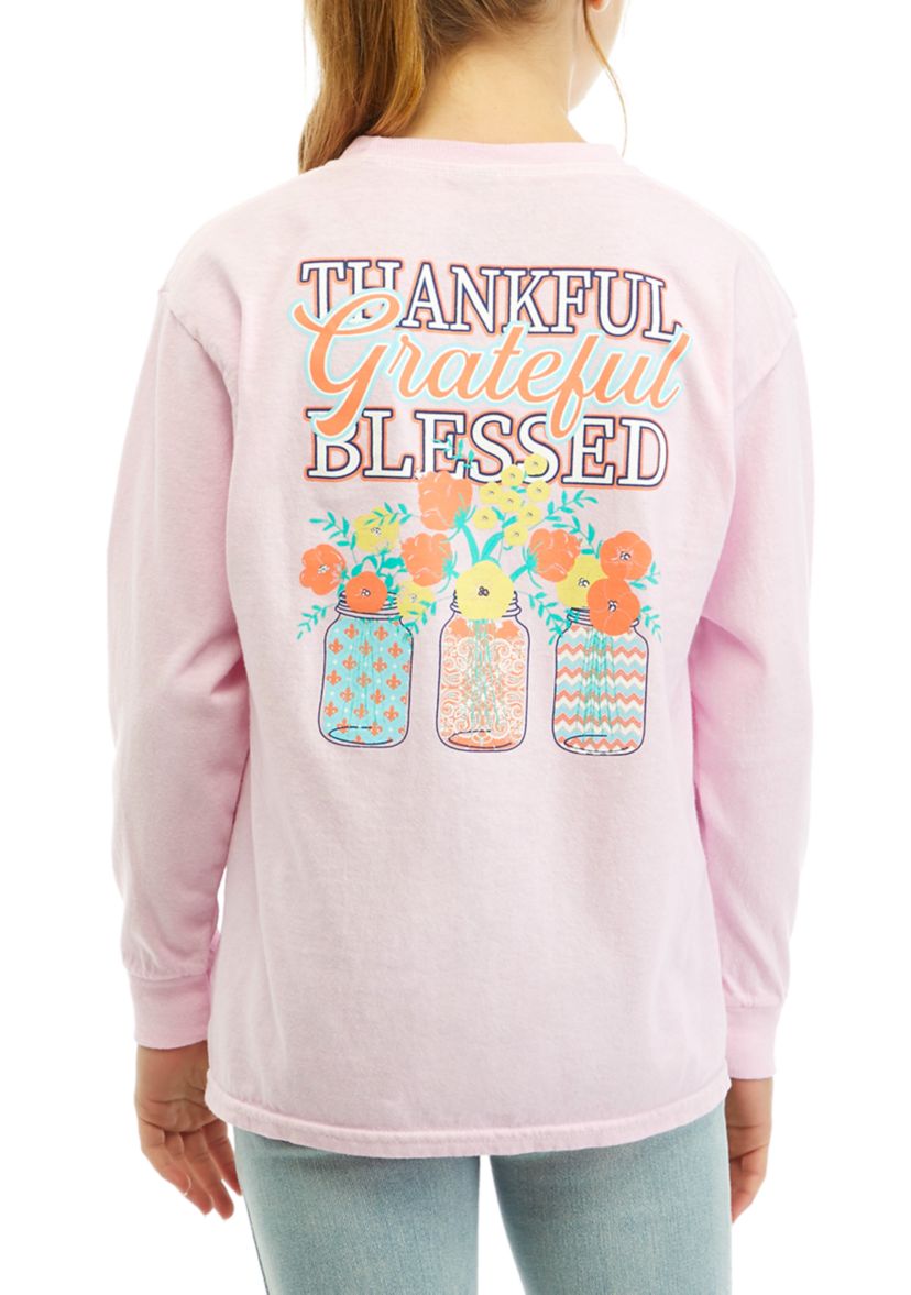 Girls 7-16 Thankful Grateful Blessed Graphic T-Shirt