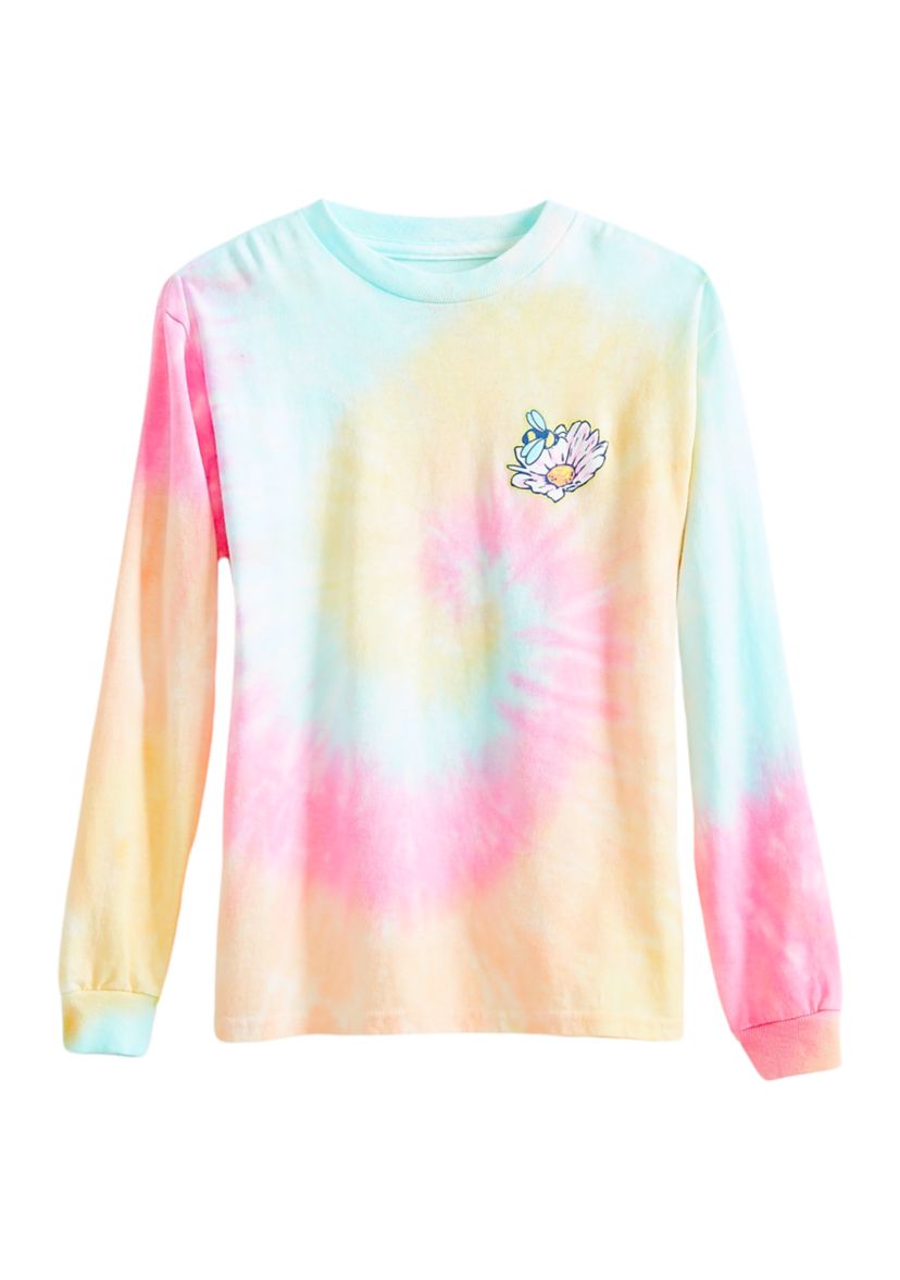 Girls 4-6x Long Sleeve Tie Dye Graphic T-Shirt