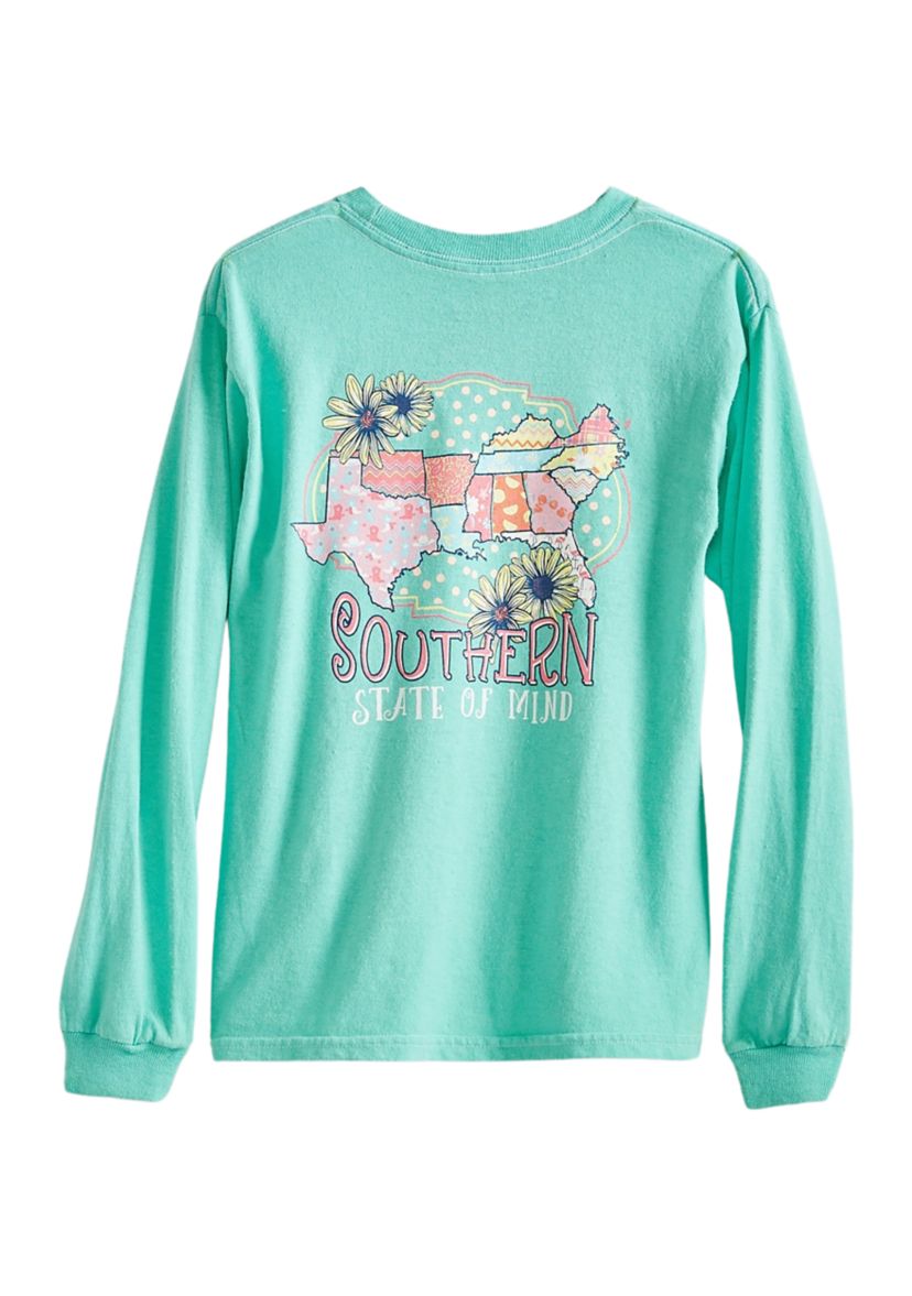 Girls 4-6x Long Sleeve Southern States Graphic T-Shirt