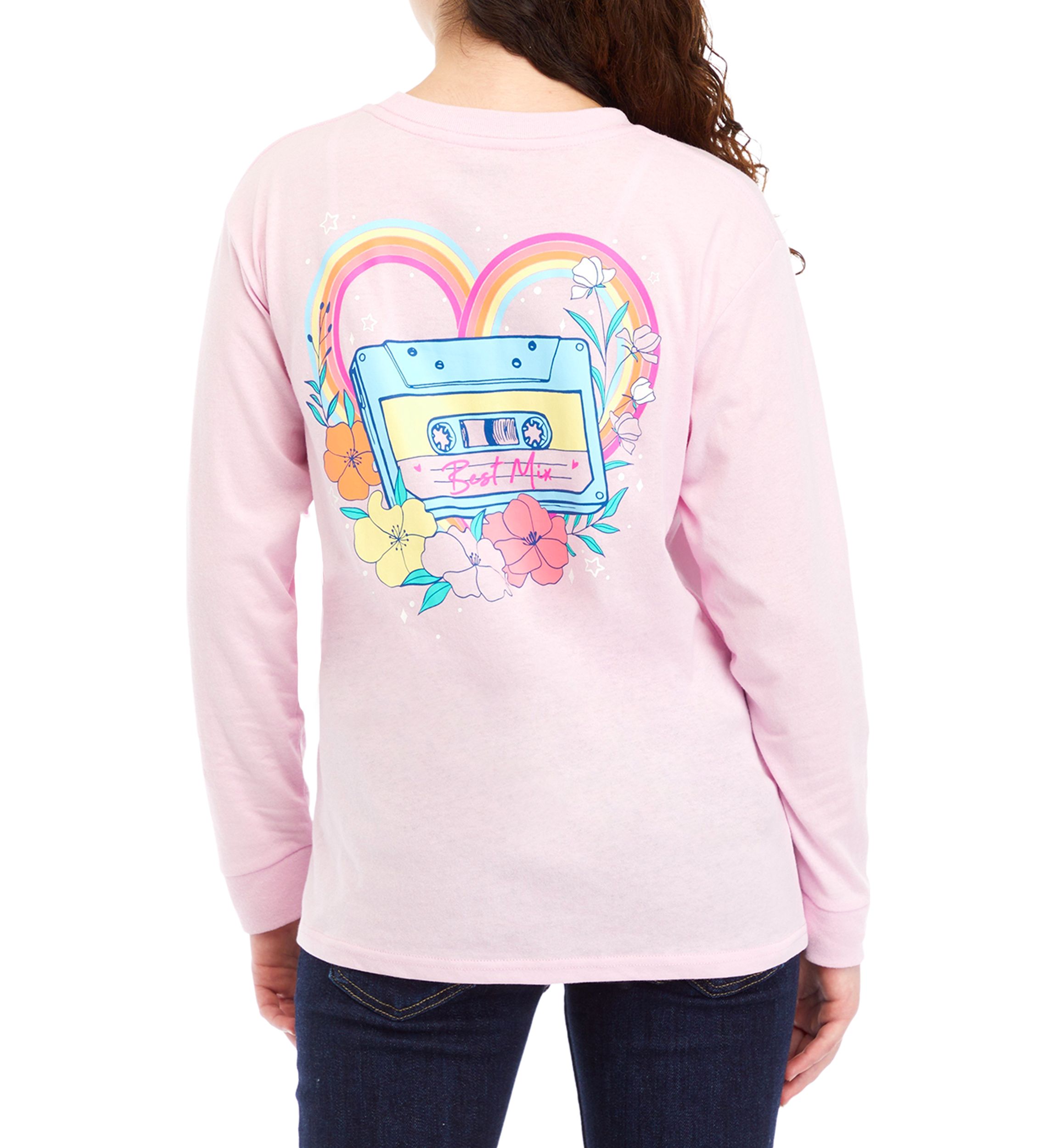 Girls 7-16 Heart Casette Tape Graphic T-Shirt