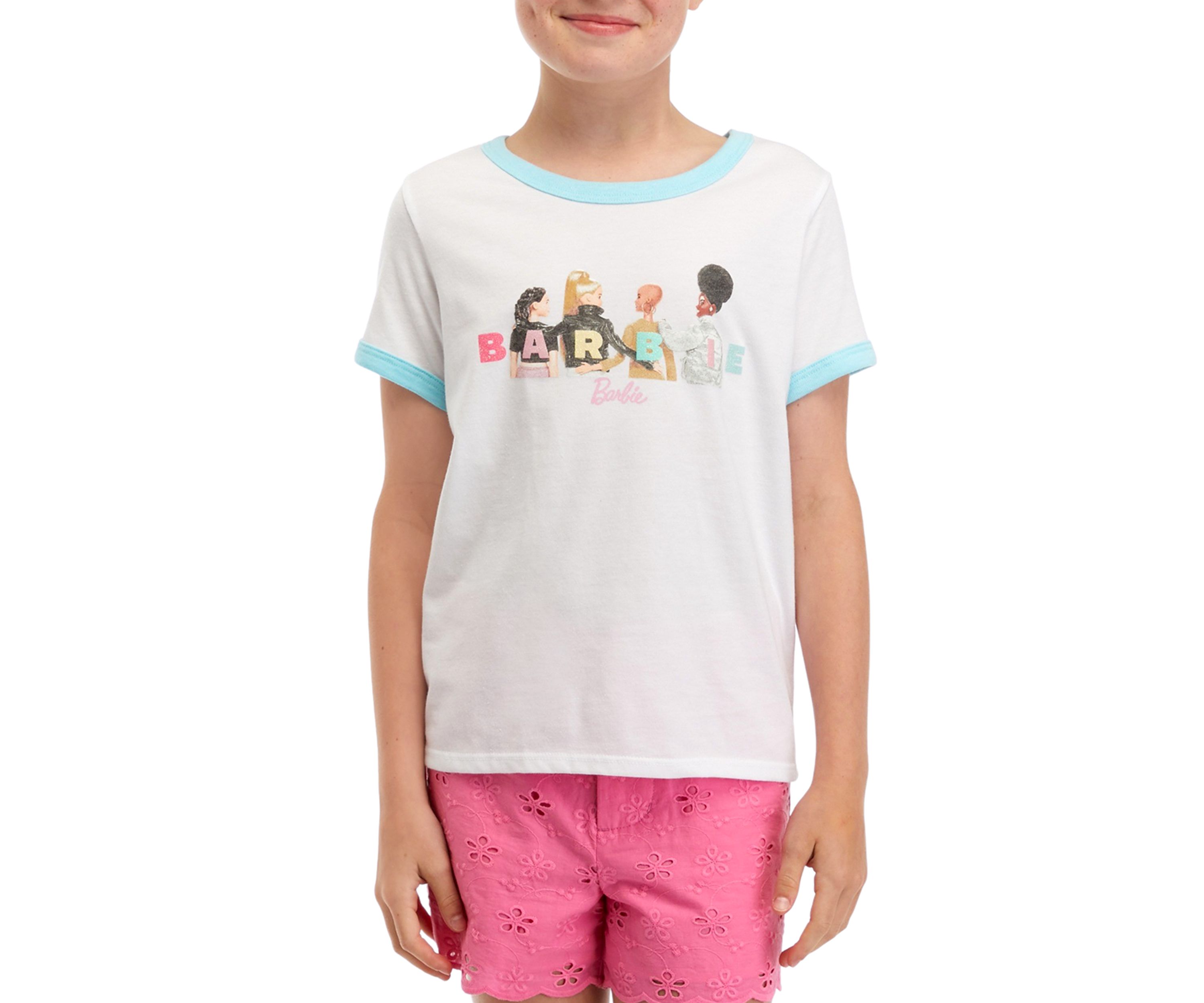 Girls 7-16 Doll Graphic Ringer T-Shirt 