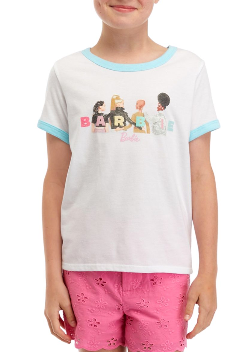 Girls 7-16 Doll Graphic Ringer T-Shirt 