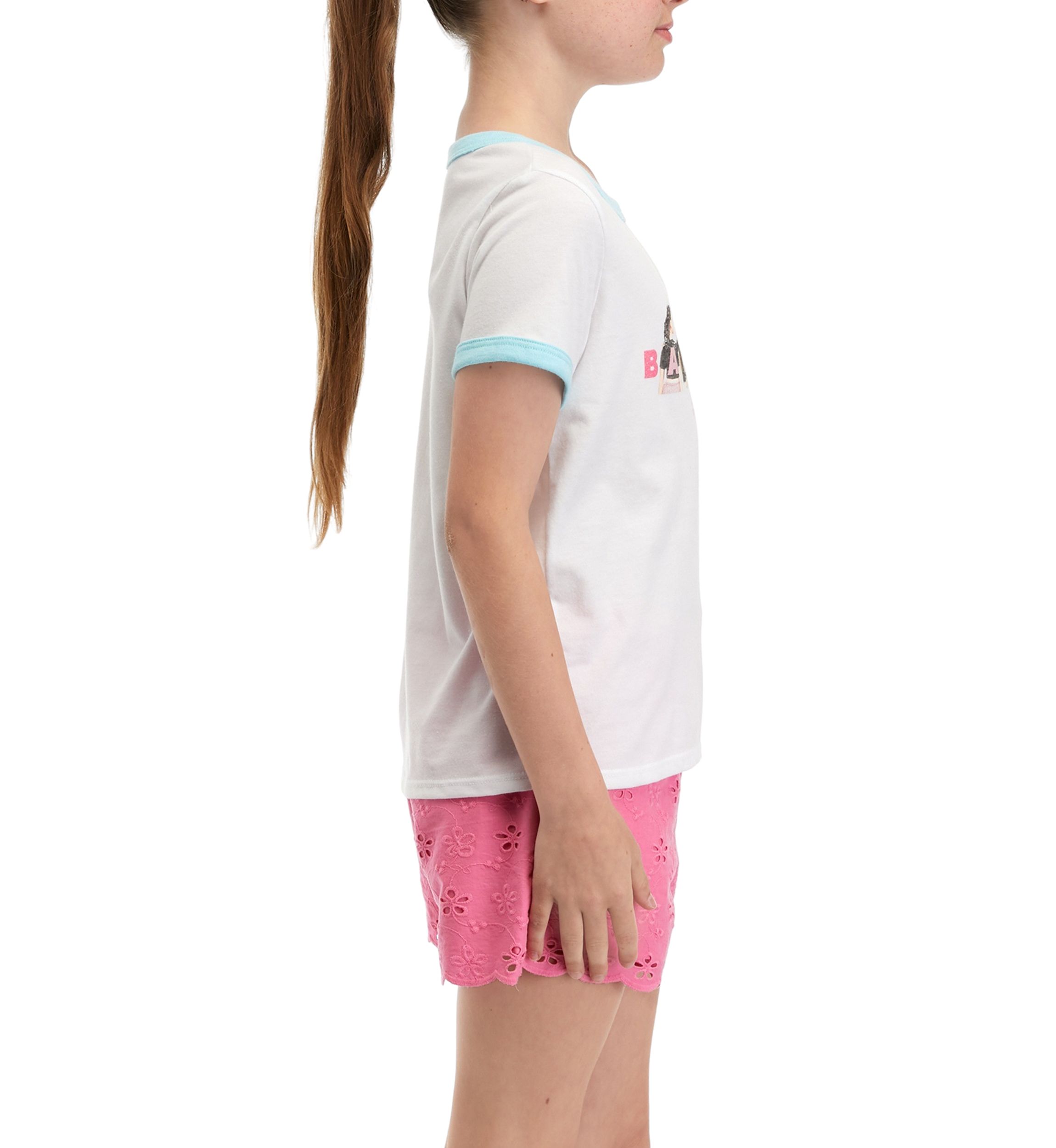 Girls 7-16 Doll Graphic Ringer T-Shirt 