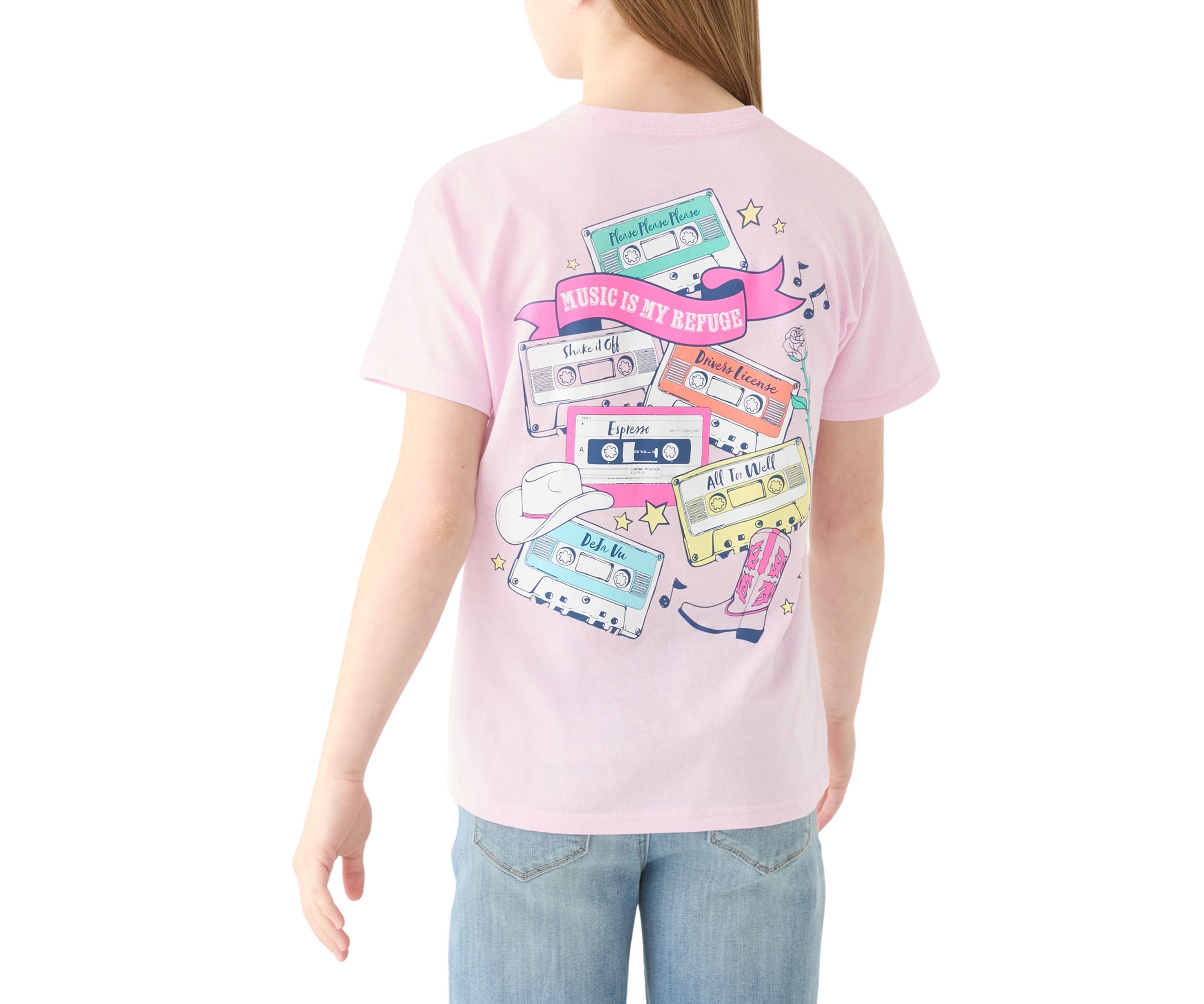 Girls 7-16 Cassette Tapes Graphic T-Shirt