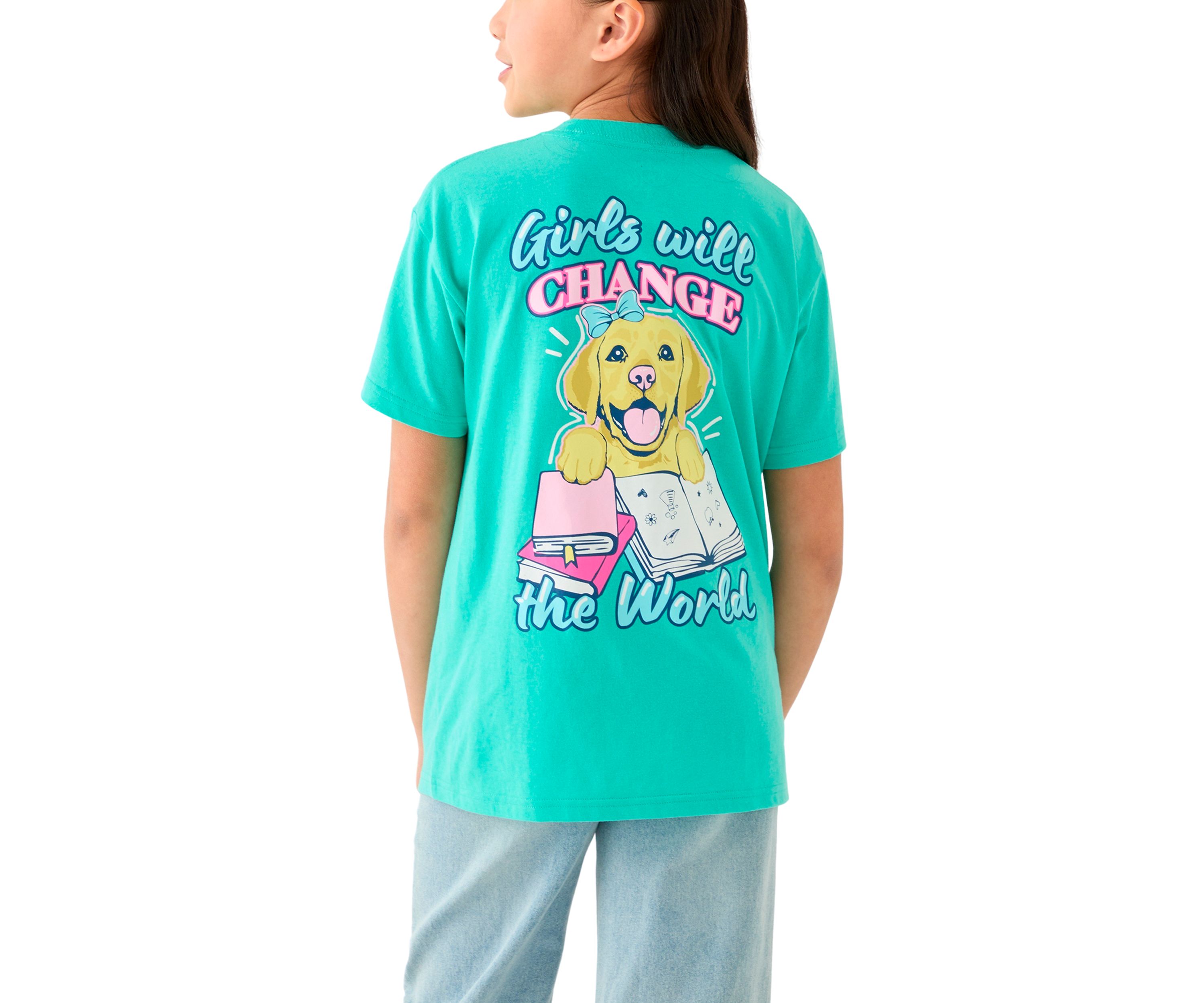 Girls 7-16 Girls Will Change the World Short Sleeve Graphic T-Shirt