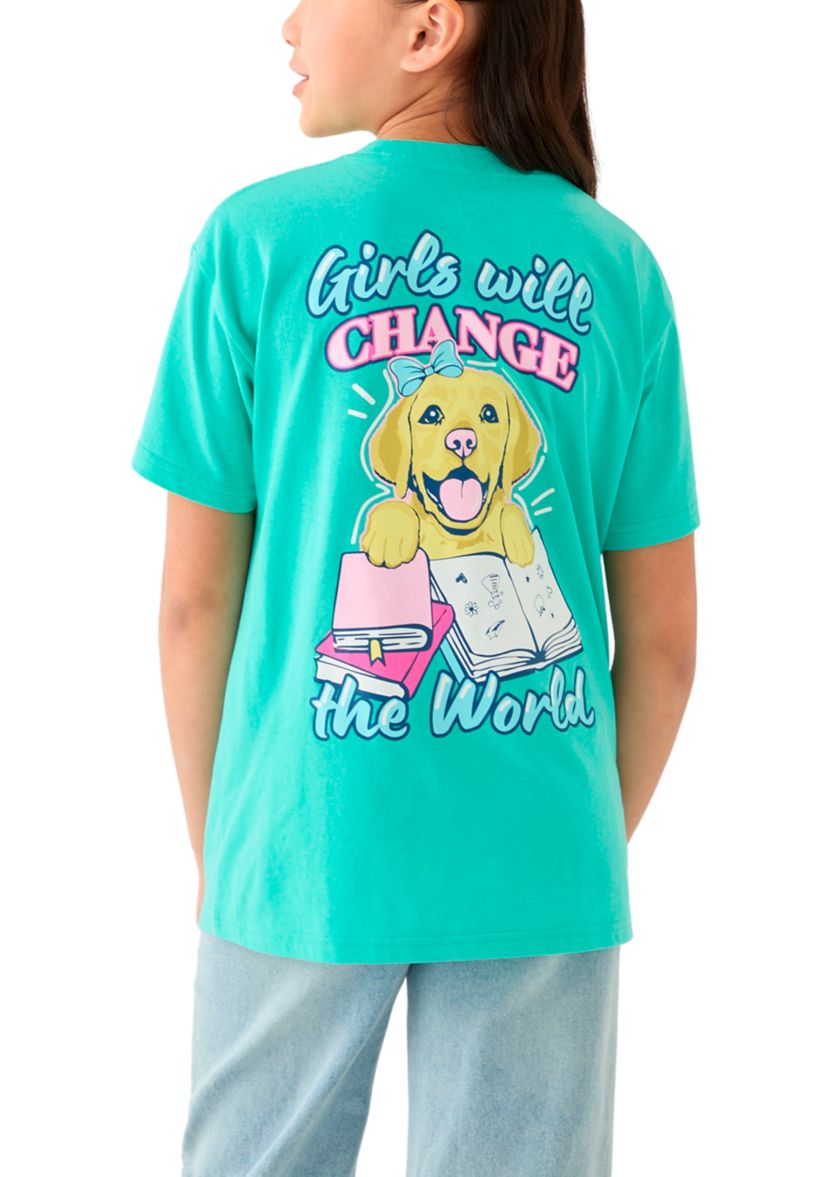 Girls 7-16 Girls Will Change the World Short Sleeve Graphic T-Shirt