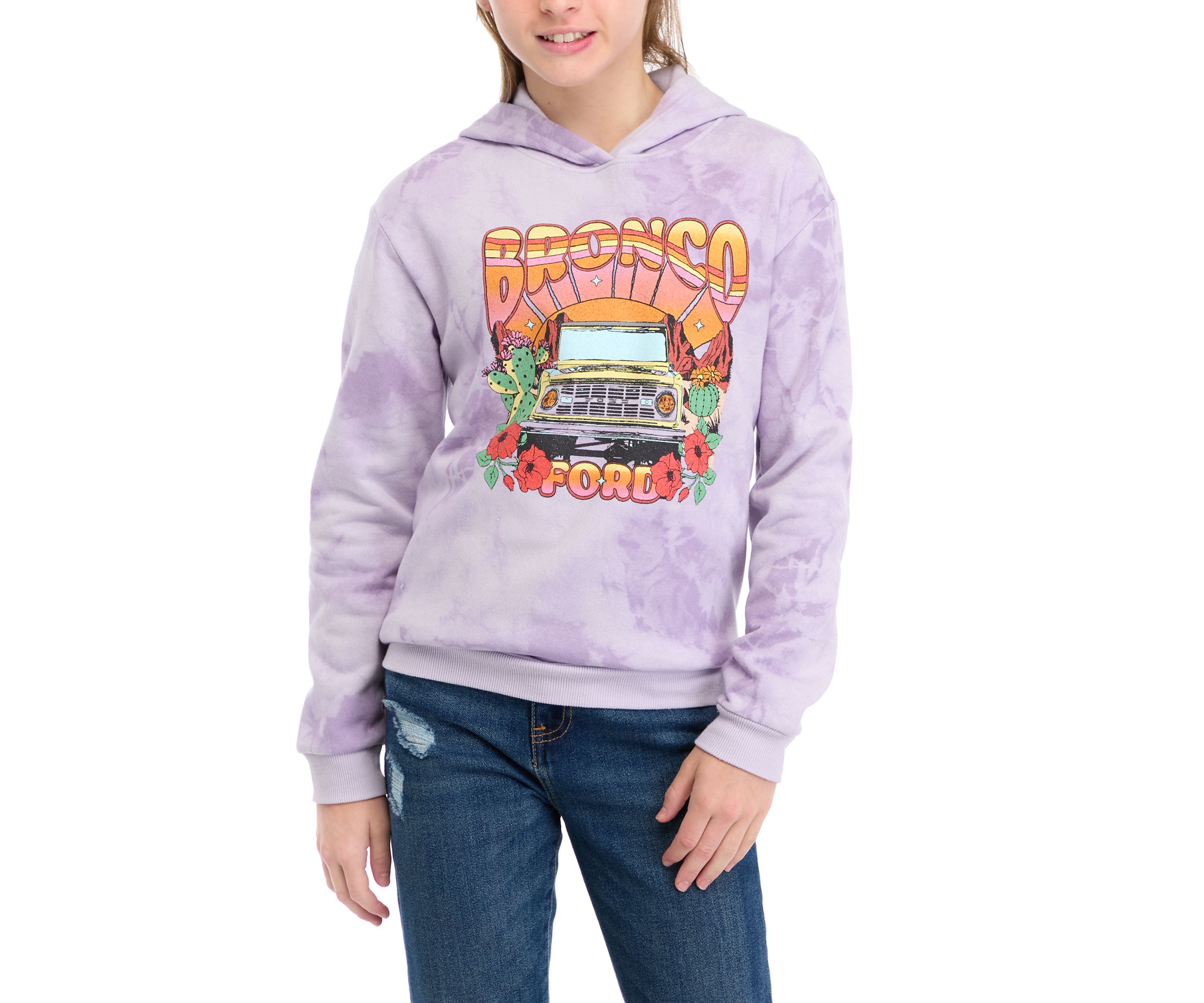 Girls 7-16 Bronco Graphic Tie Dyed Printed Hoodie
