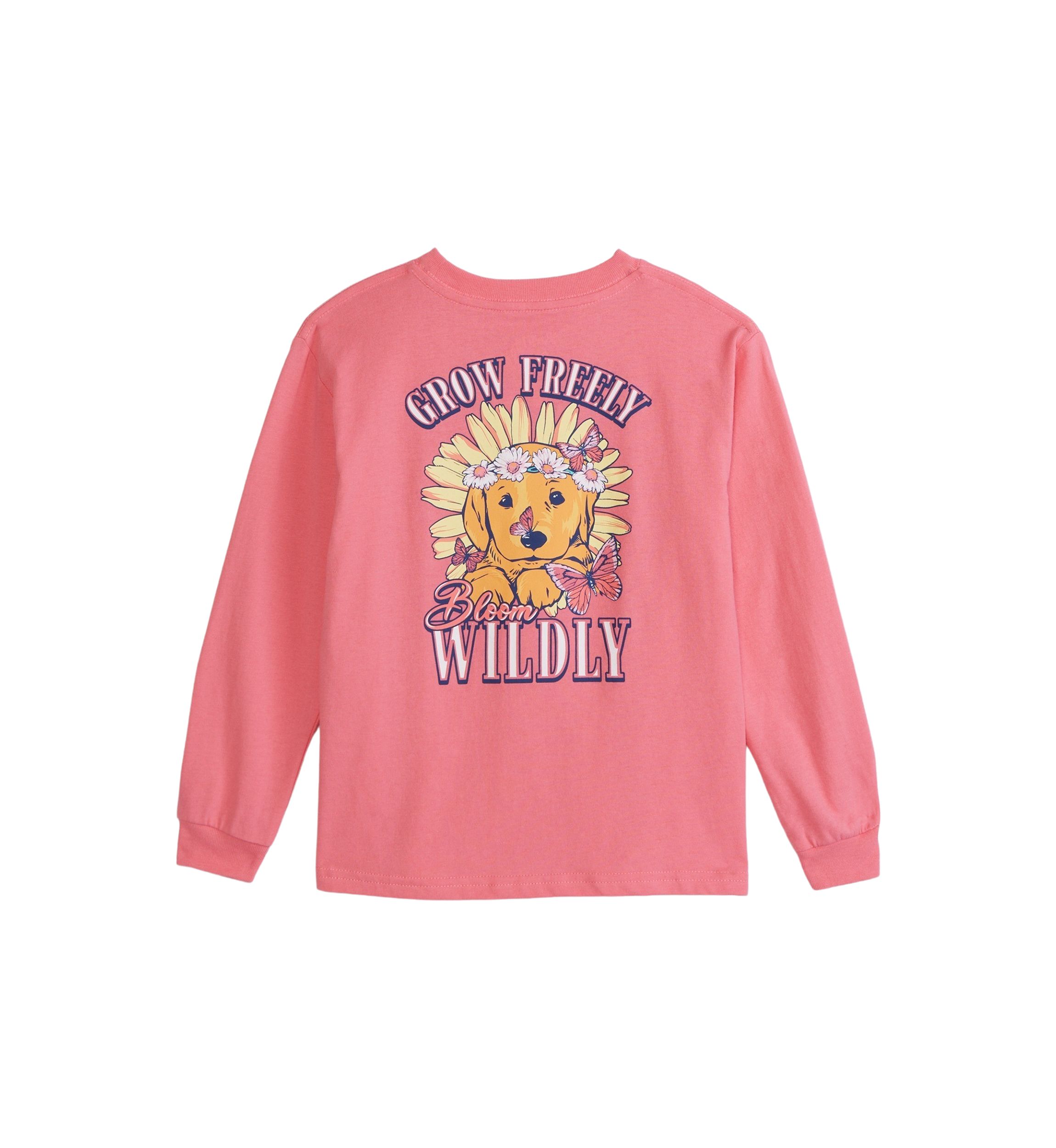 Girls 4-6x Wildflower Dog Long Sleeve Graphic T-Shirt