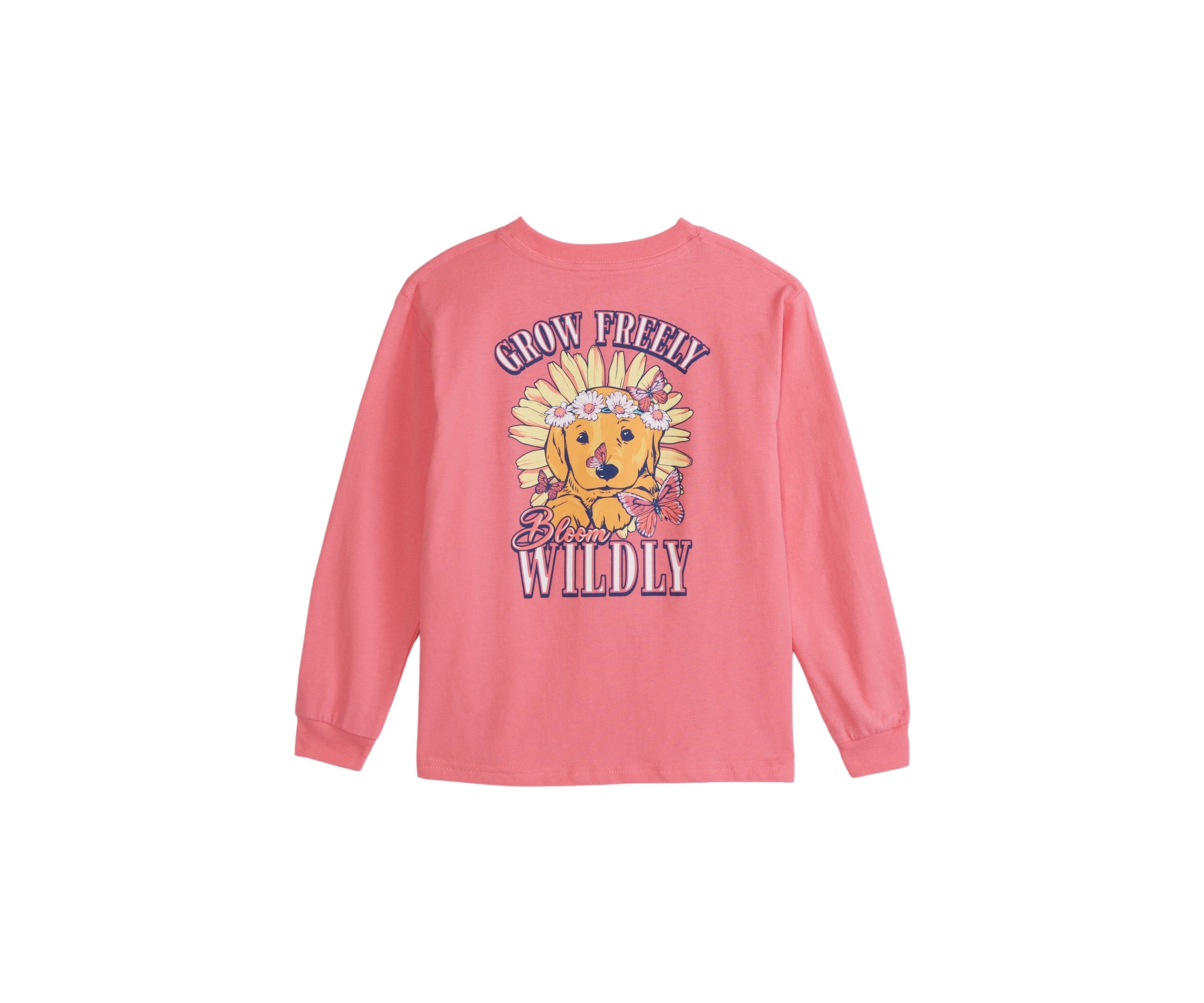 Girls 4-6x Wildflower Dog Long Sleeve Graphic T-Shirt
