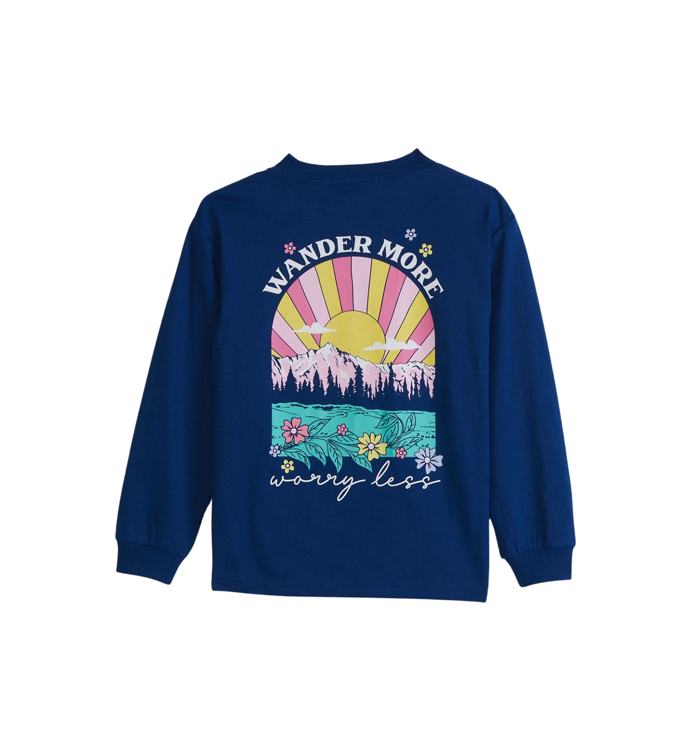 Girls 4-6x Long Sleeve Wander More Graphic T-Shirt 