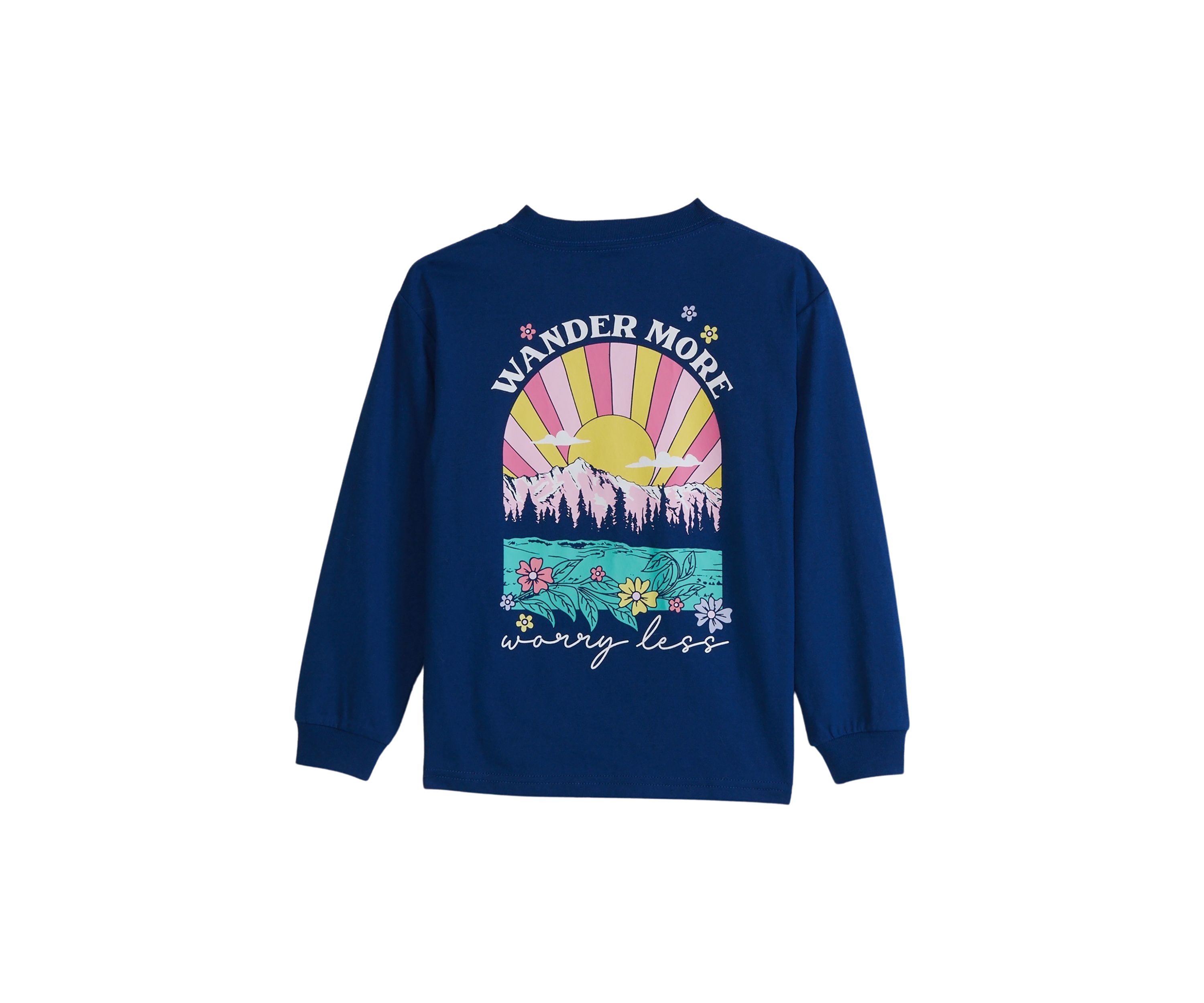 Girls 4-6x Long Sleeve Wander More Graphic T-Shirt 