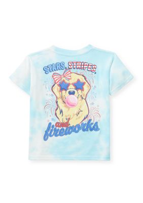 Benny & Belle Girls 7-16 'Stars Stripes and Fireworks' Dog Graphic T-Shirt, Blue, 6X