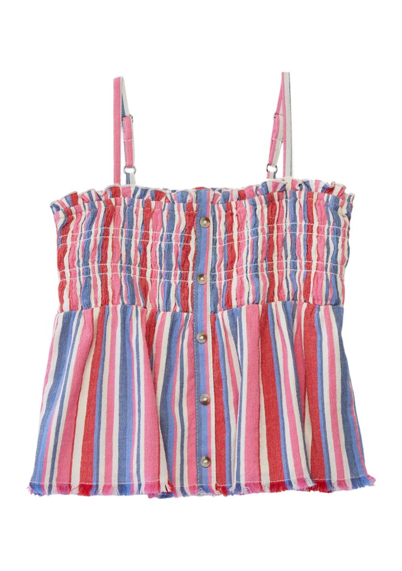 Girls 7-16 Sleeveless Yarn Dyed Striped Smocked Tank
