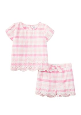 Crown & Ivy™ Girls 4-6x Eyelet Shorts Set | belk