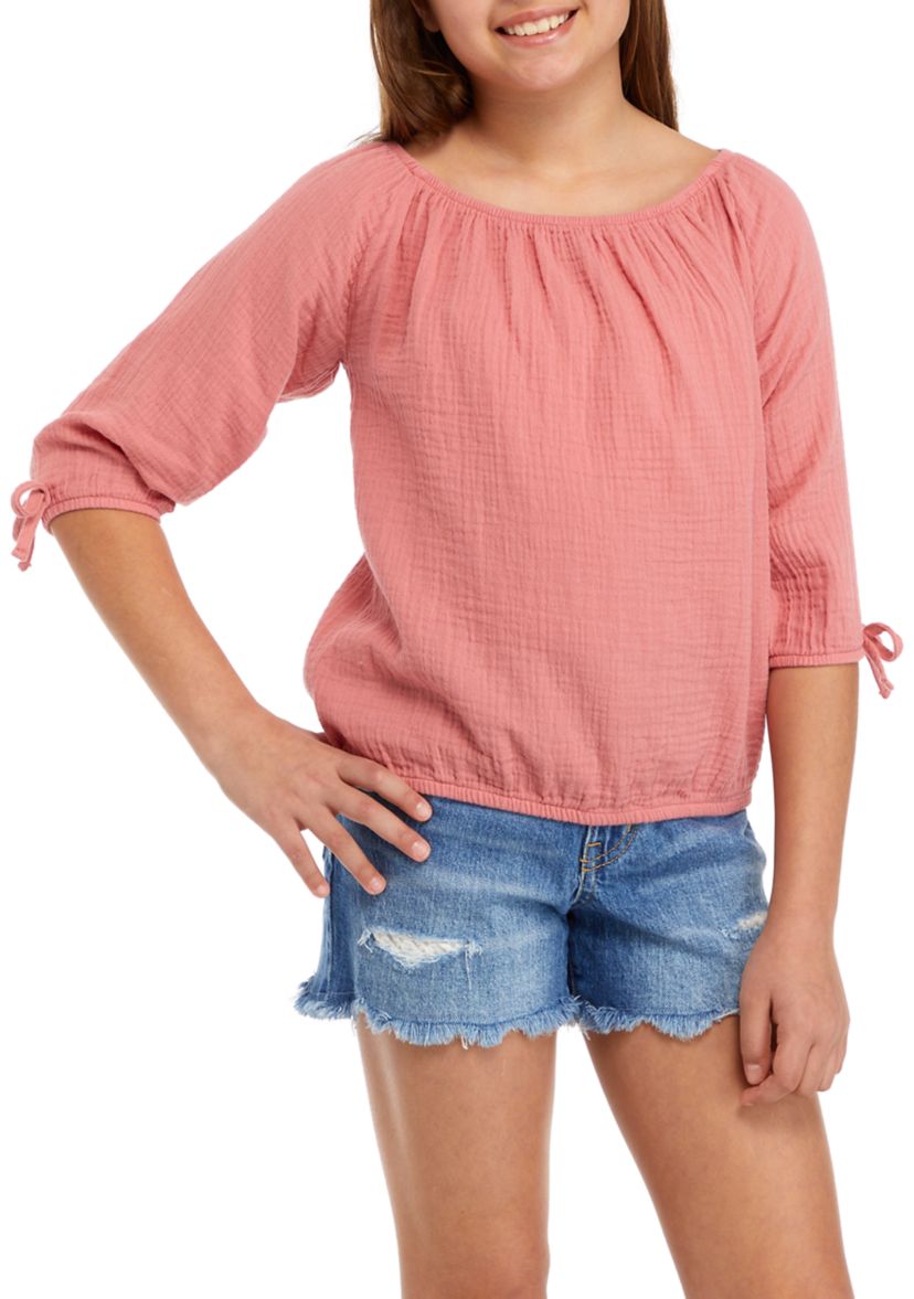 Girls 7-16 Tie Front Blouse