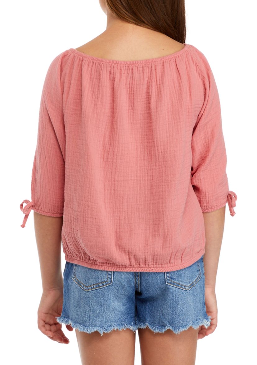 Girls 7-16 Tie Front Blouse