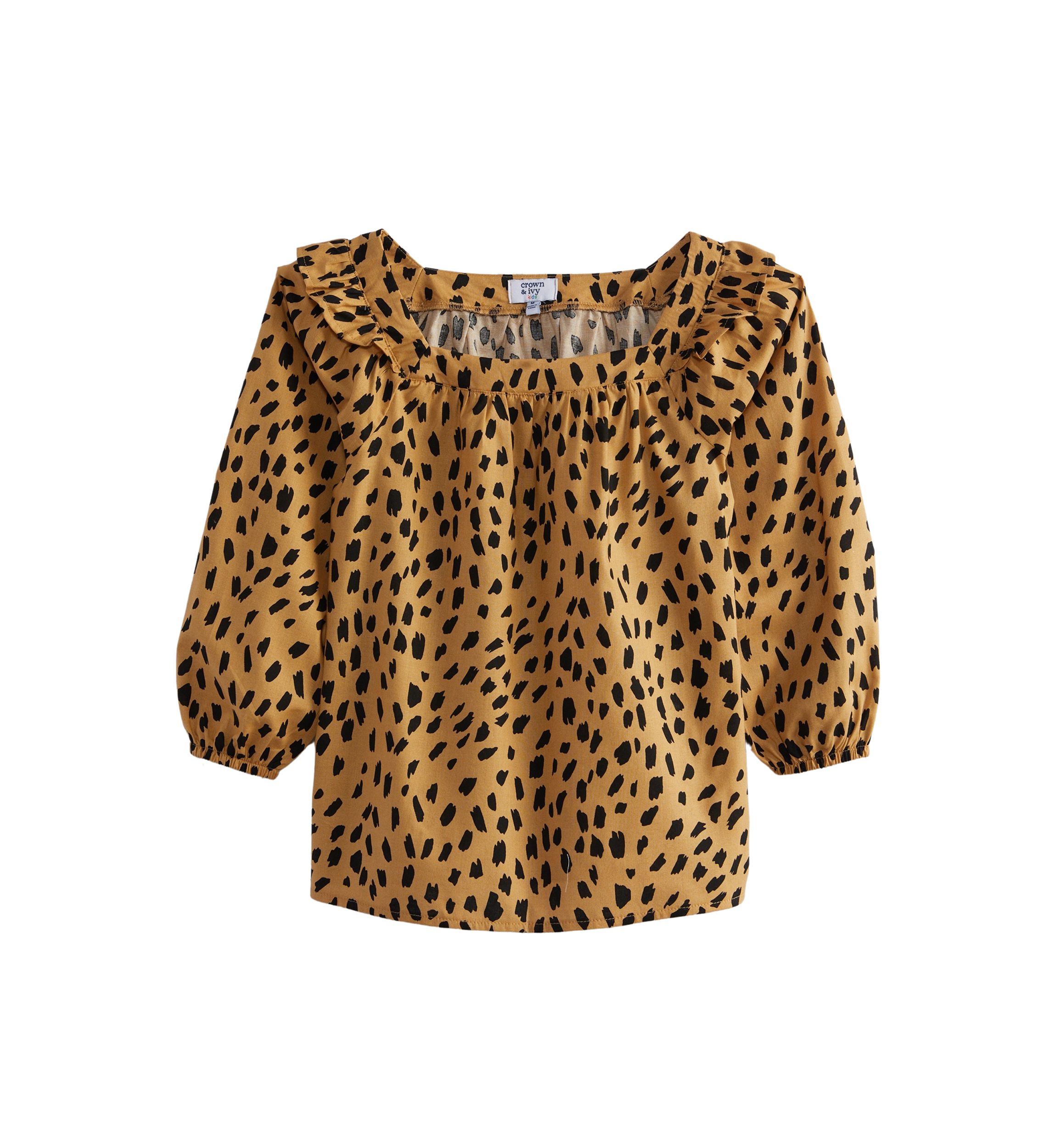 Girls 7-16 Balloon Sleeve Printed Top