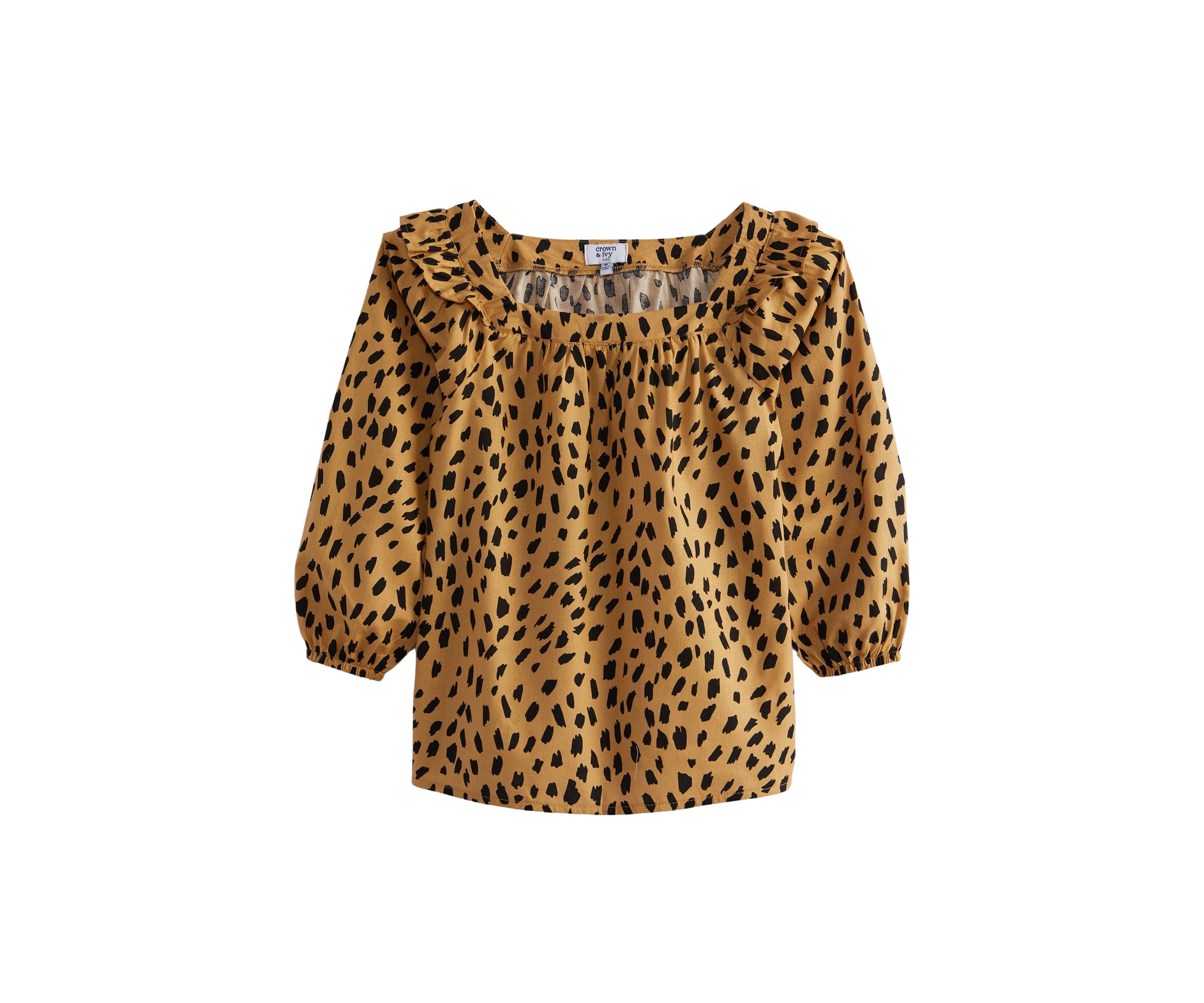Girls 7-16 Balloon Sleeve Printed Top