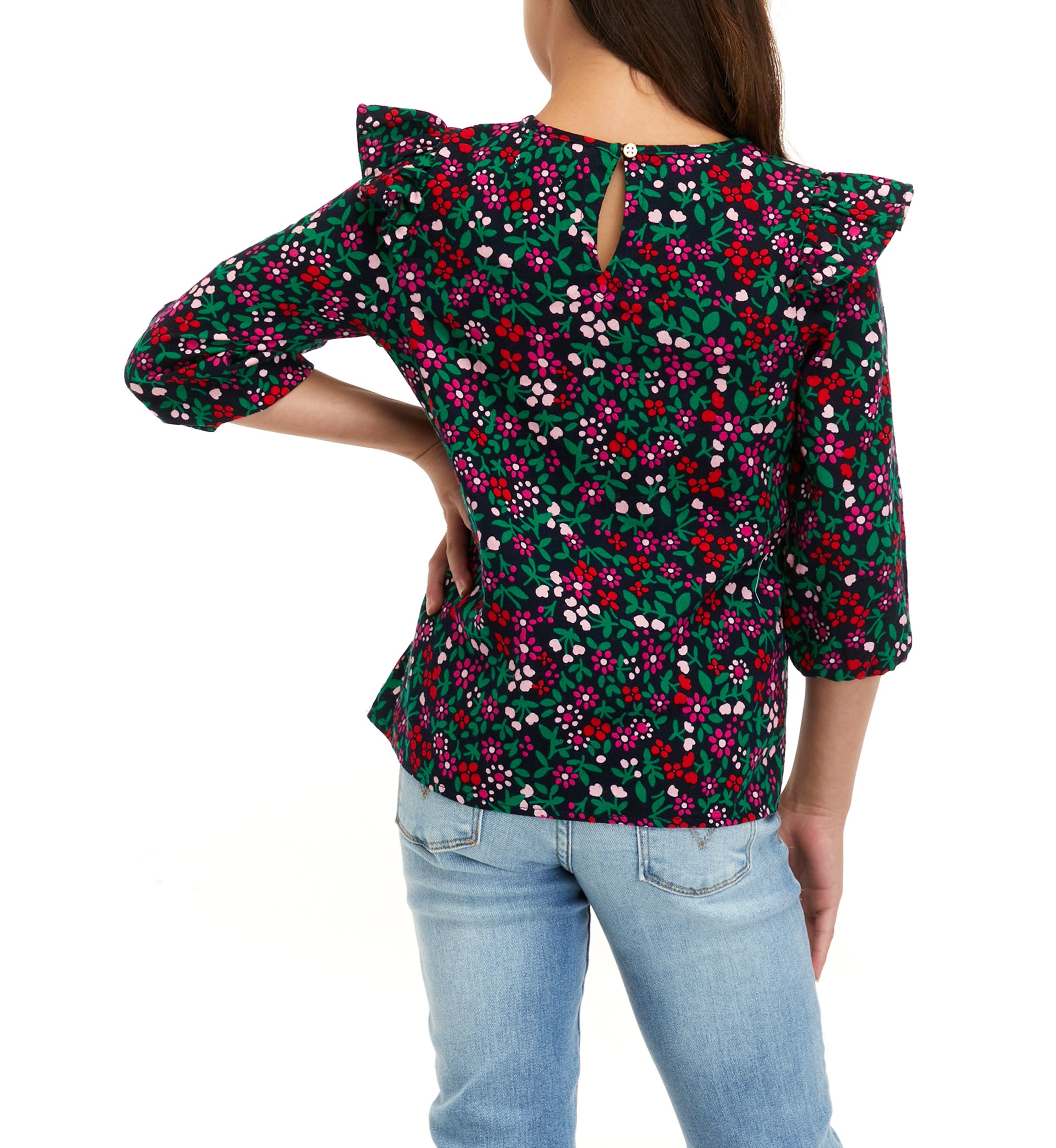 Girls 7-16 Ruffle Flannel Top