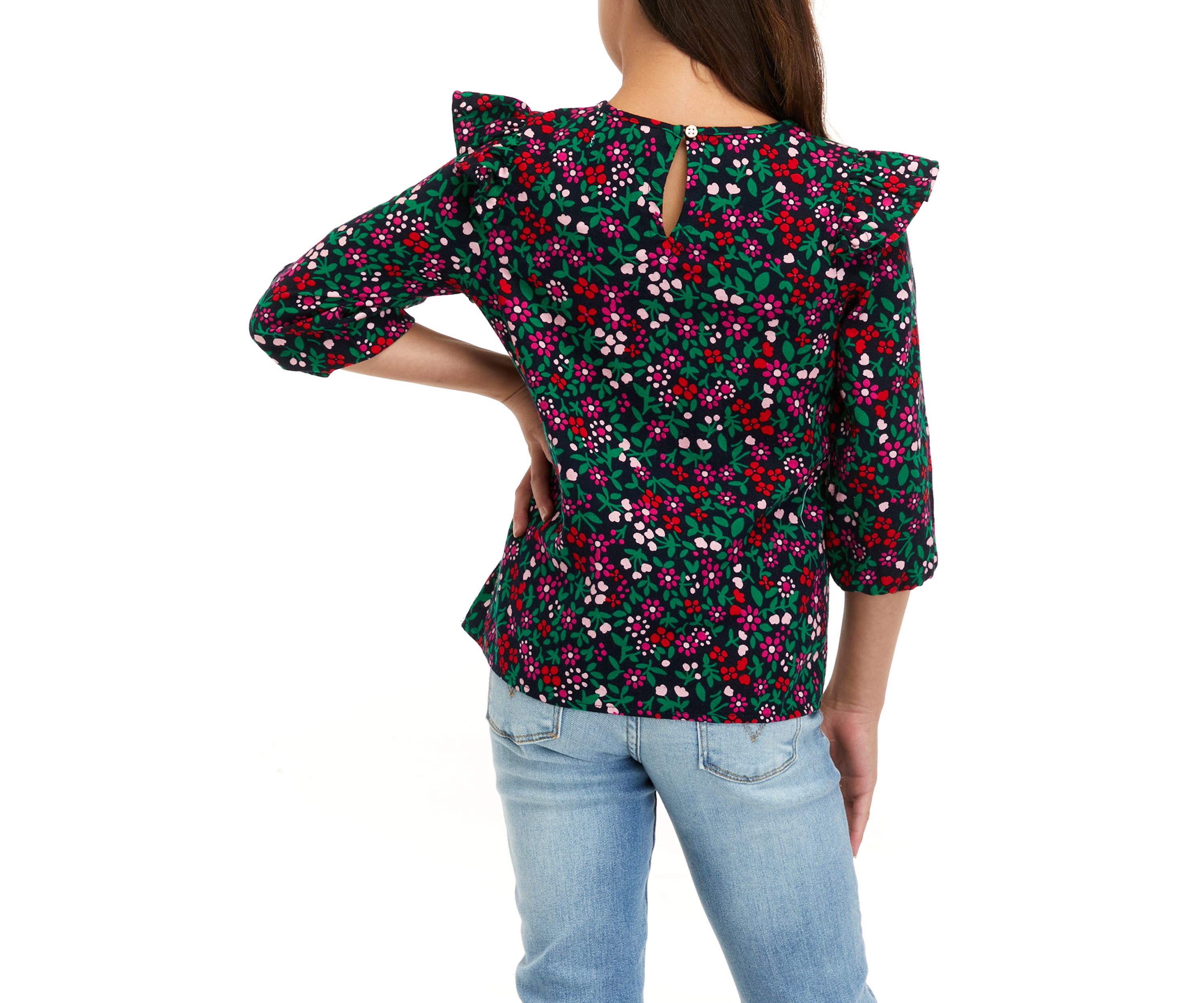 Girls 7-16 Ruffle Flannel Top