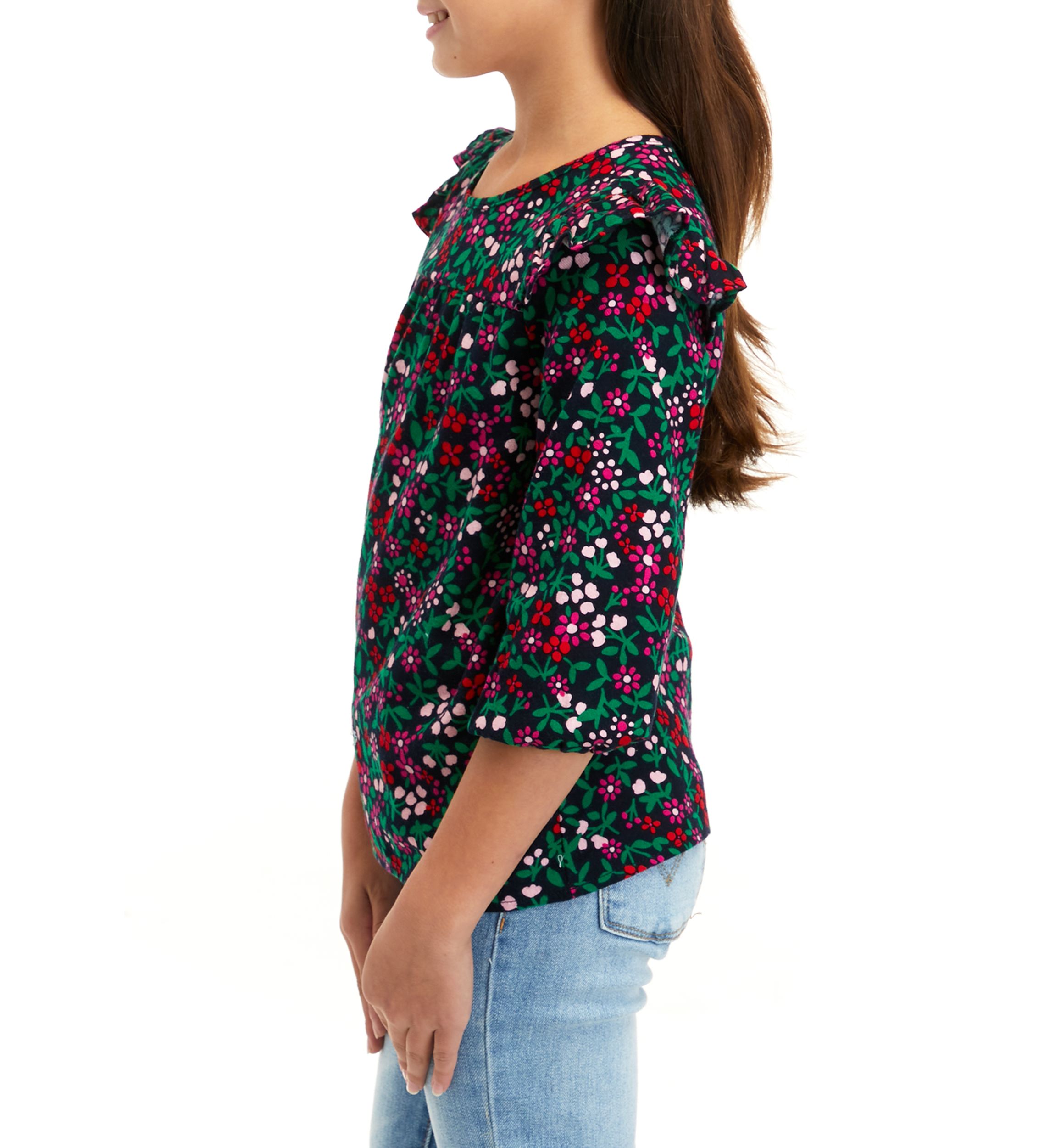 Girls 7-16 Ruffle Flannel Top