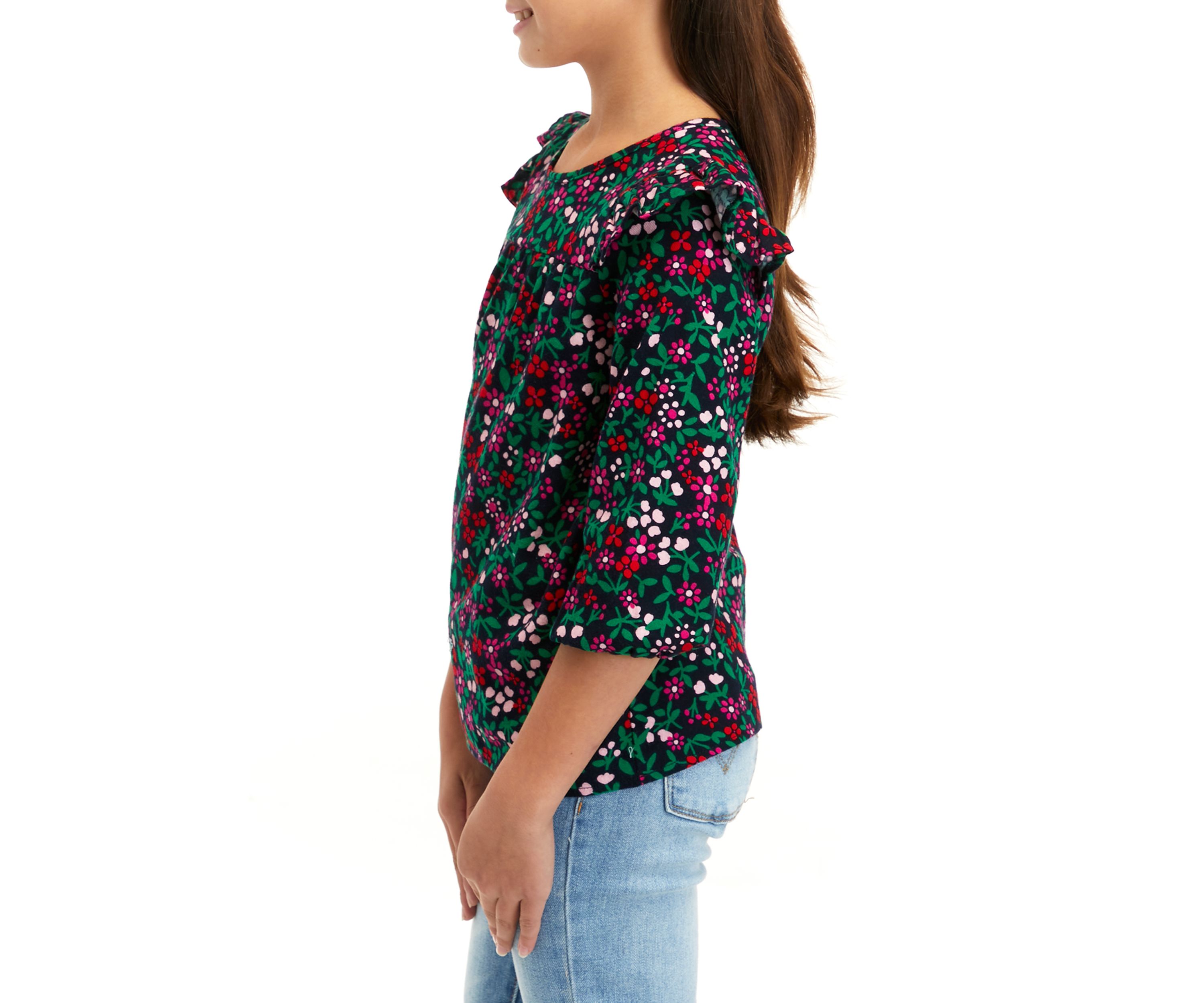 Girls 7-16 Ruffle Flannel Top