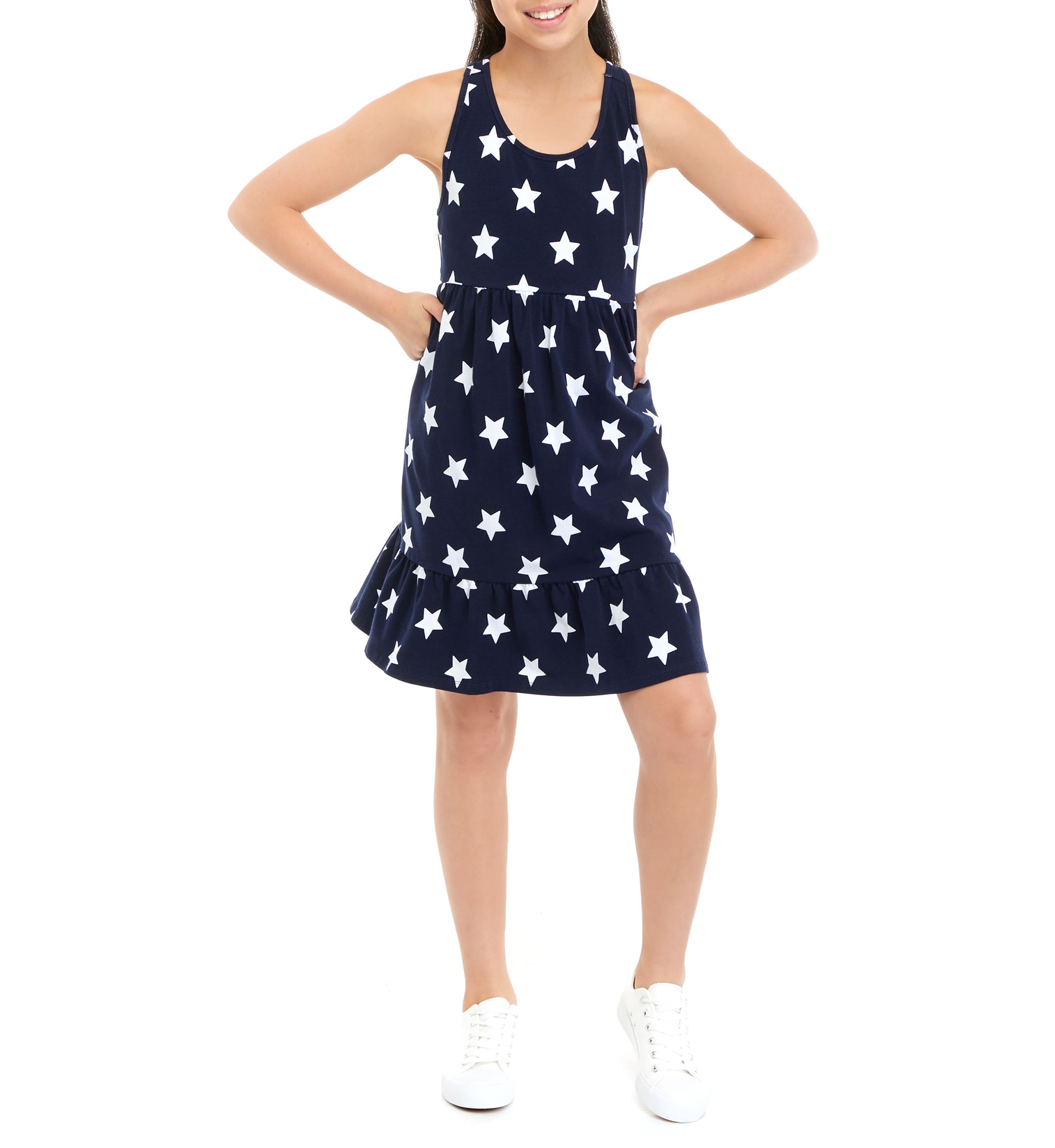 Girls 7-16 Star Print Tiered Dress