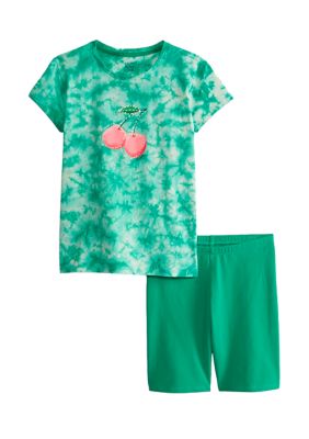 Crown & Ivy™ Girls 7-16 Tie Dye Graphic T-Shirt and Bike Shorts Set | belk