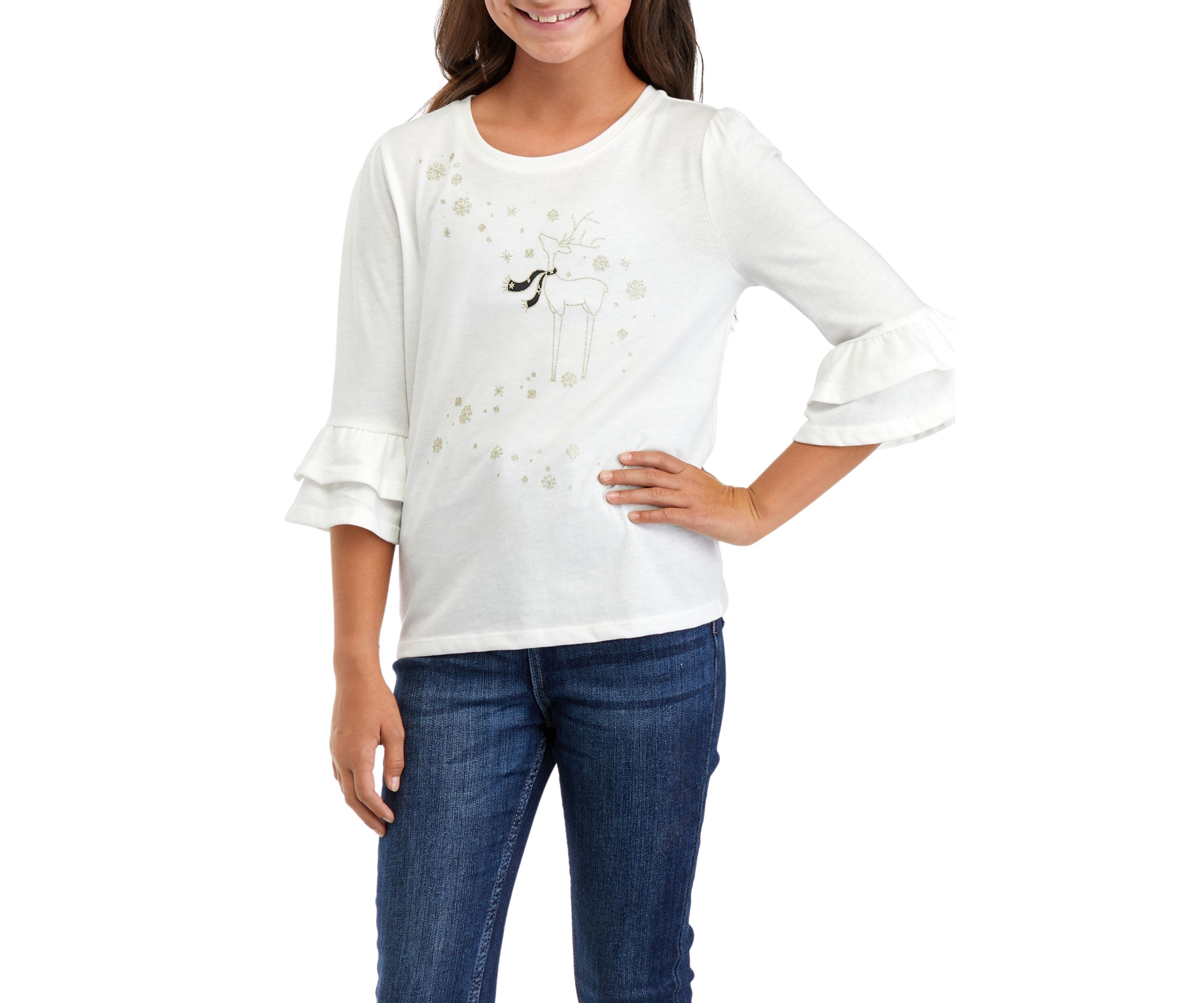 Girls 7-16 Ruffle Graphic Top