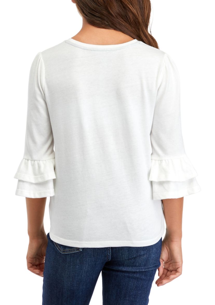 Girls 7-16 Ruffle Graphic Top