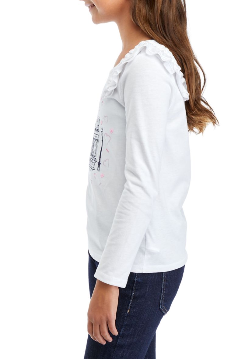 Girls 7-16 Ruffle Graphic Top