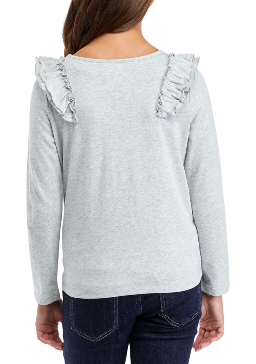 Girls 7-16 Ruffle Heather Graphic T-Shirt
