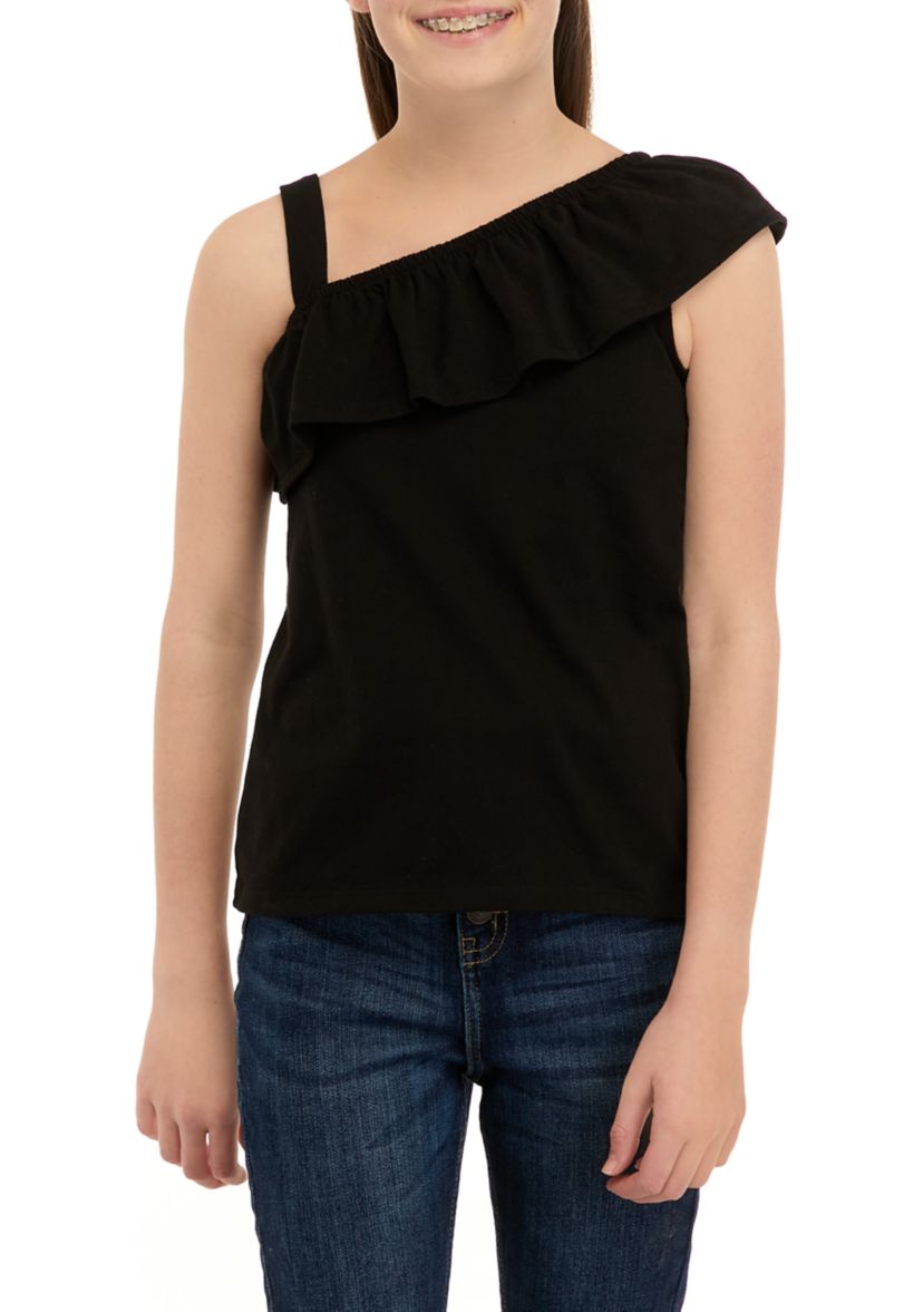 Girls 7-16 One Shoulder Flounce Tank Top