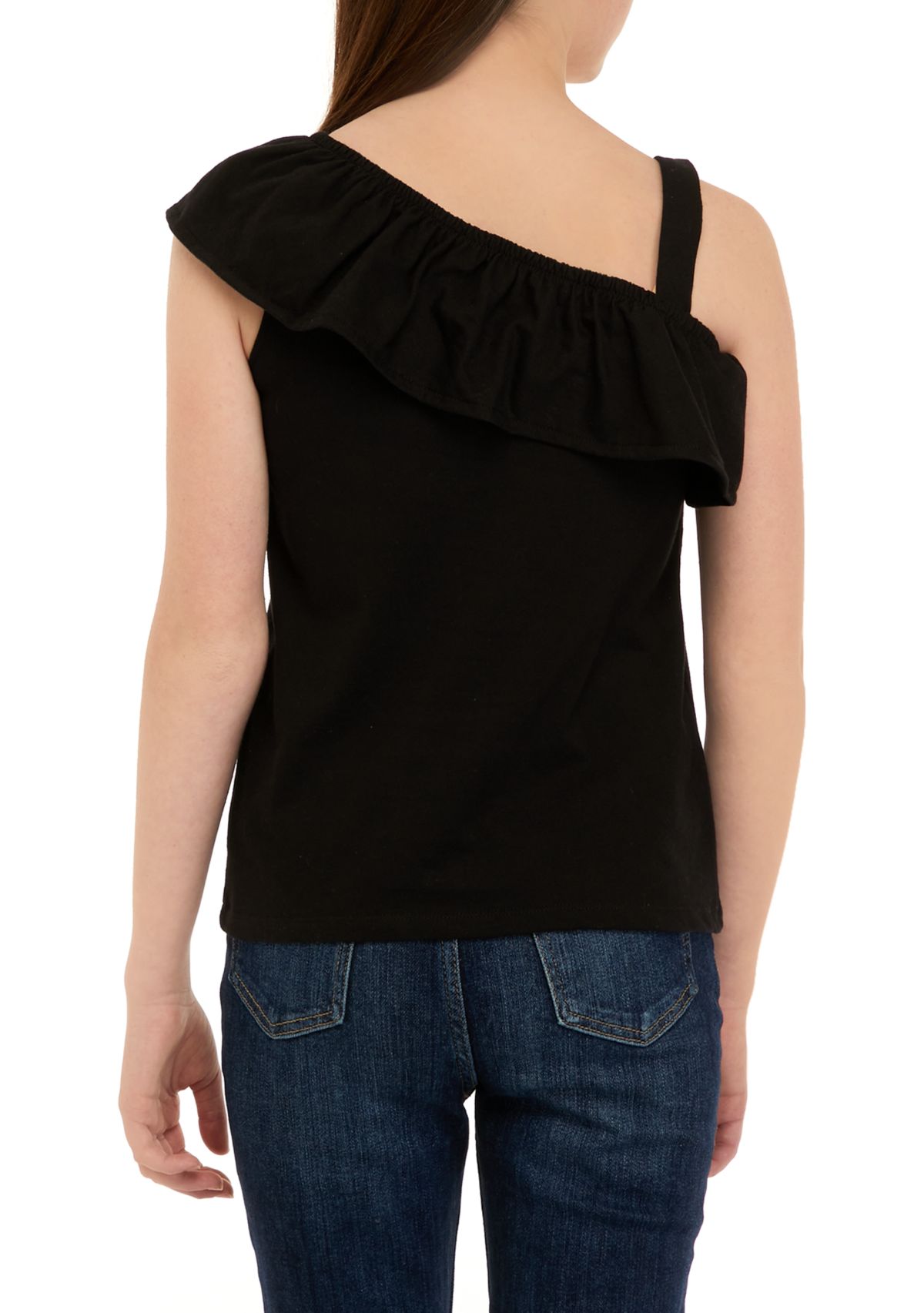 Girls 7-16 One Shoulder Flounce Tank Top