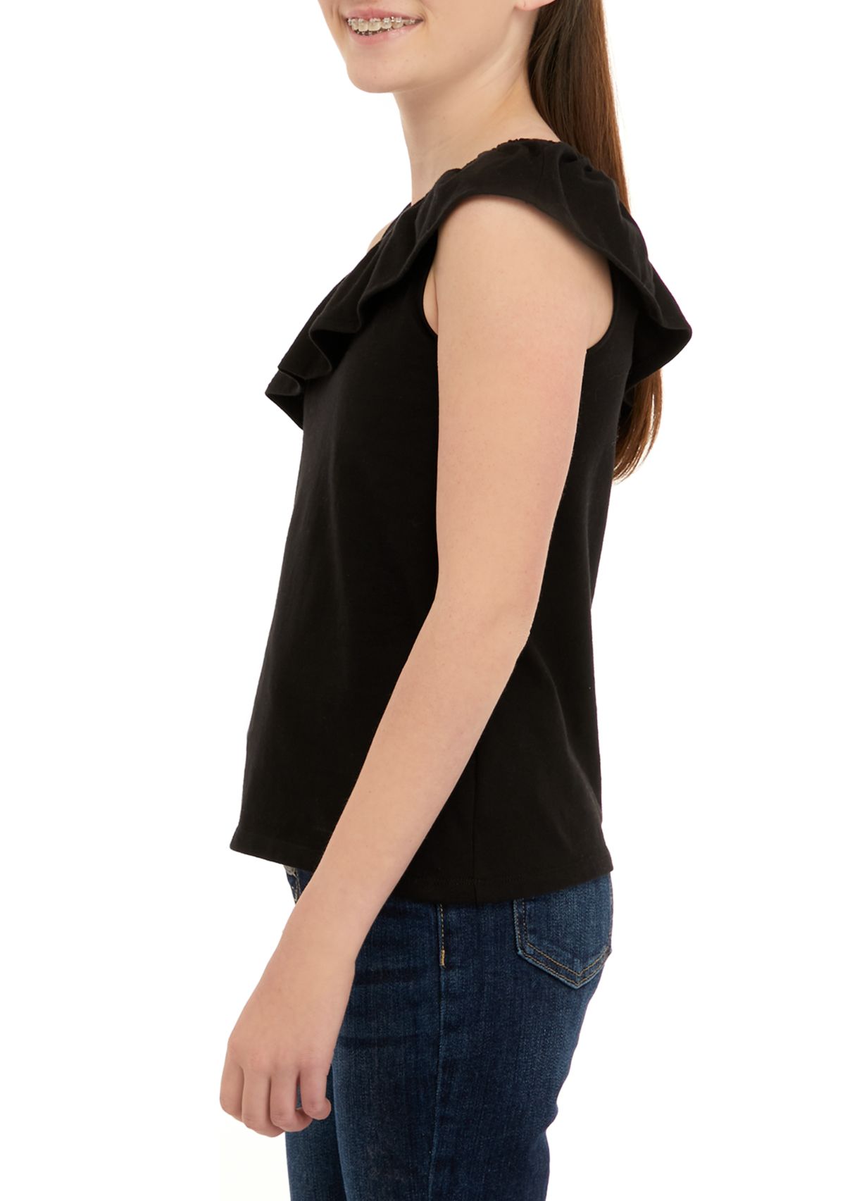 Girls 7-16 One Shoulder Flounce Tank Top