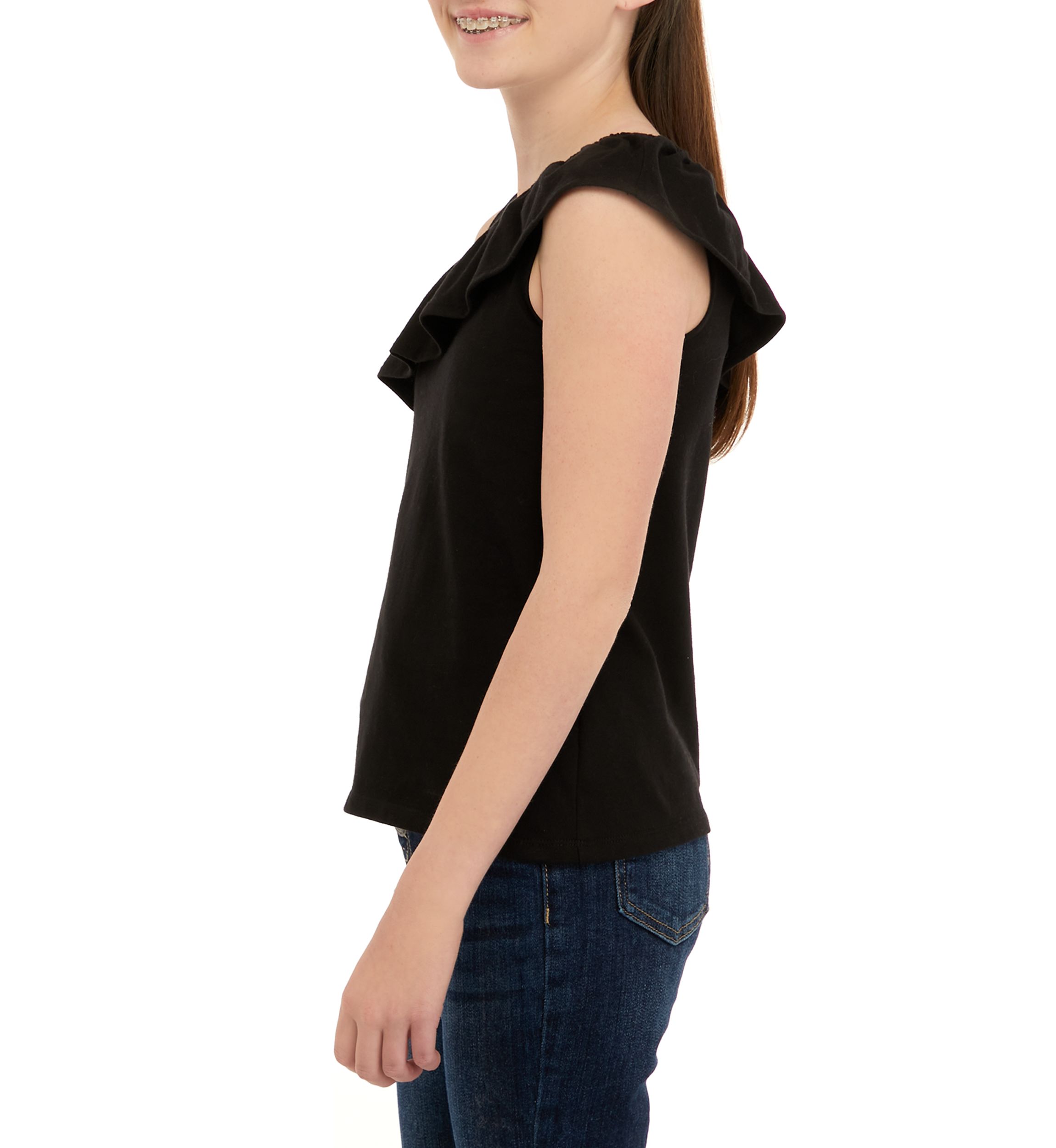 Girls 7-16 One Shoulder Flounce Tank Top
