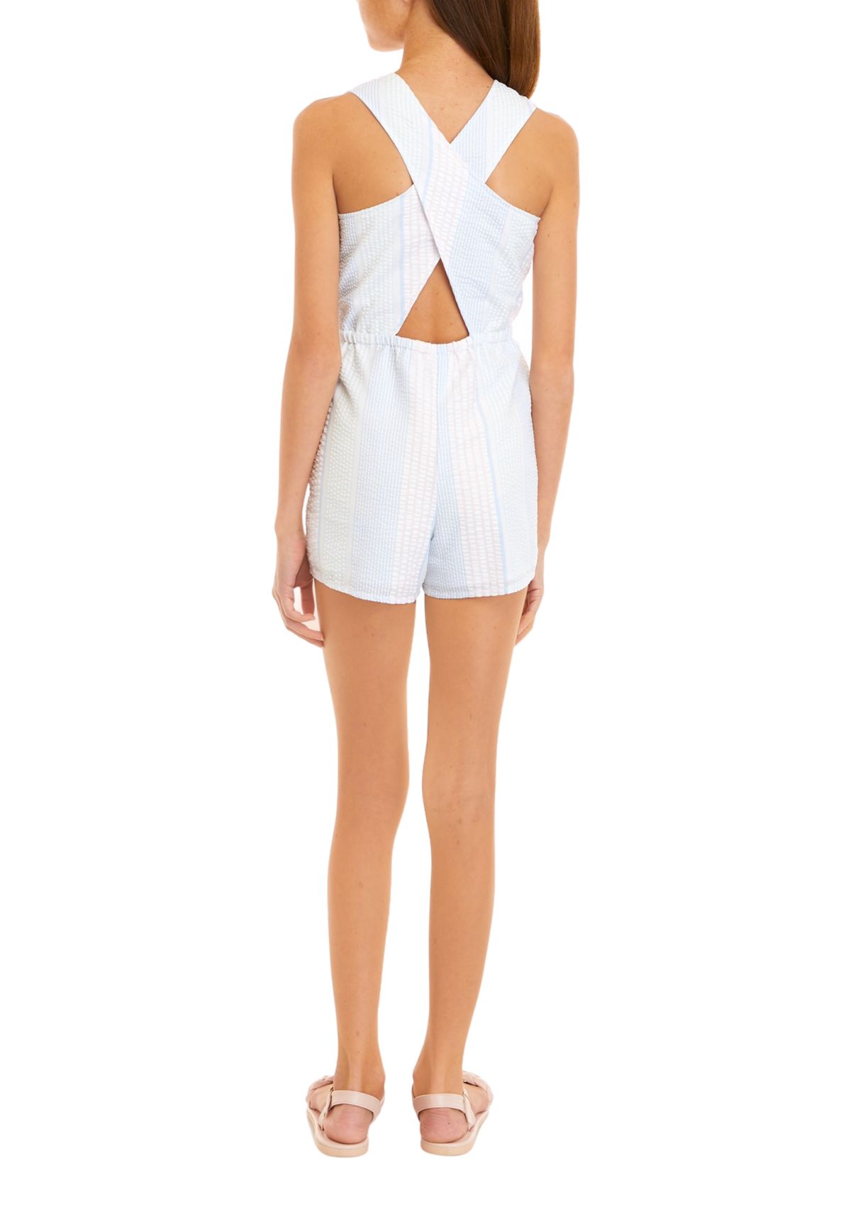 Girls 7-16 Yarn Dyed Romper