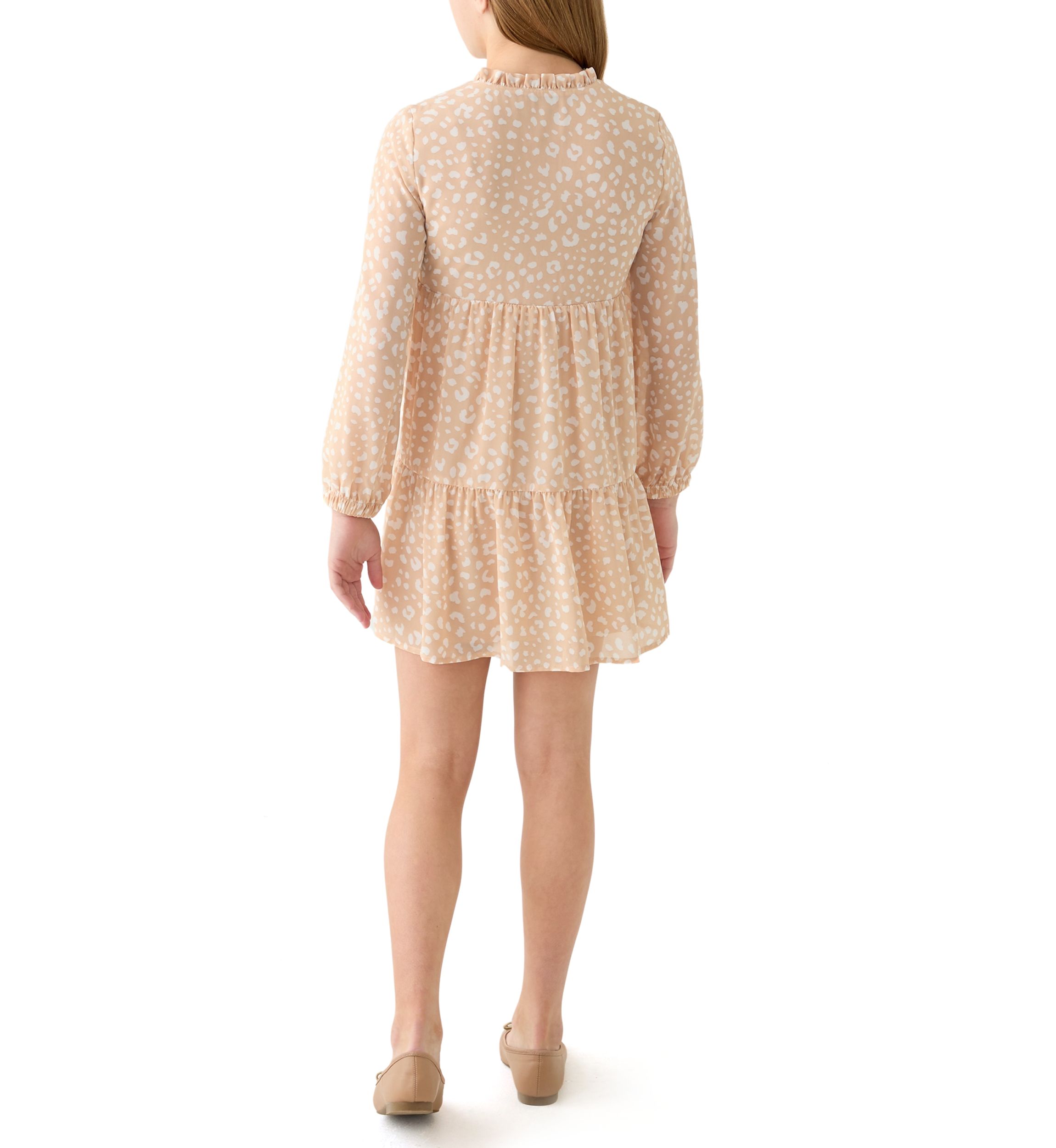 Girls 7-16 Printed Chiffon Ruffle Dress