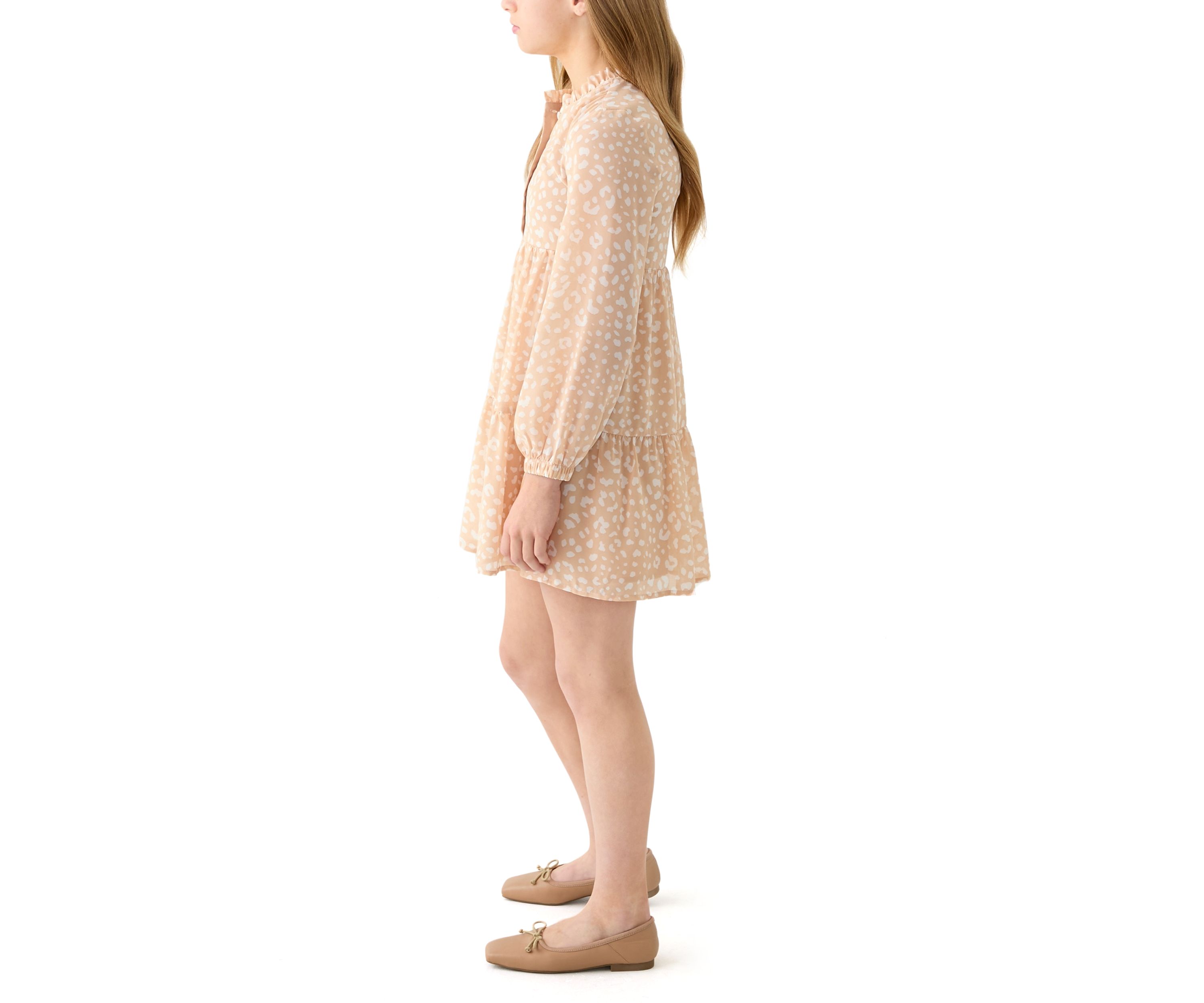 Girls 7-16 Printed Chiffon Ruffle Dress