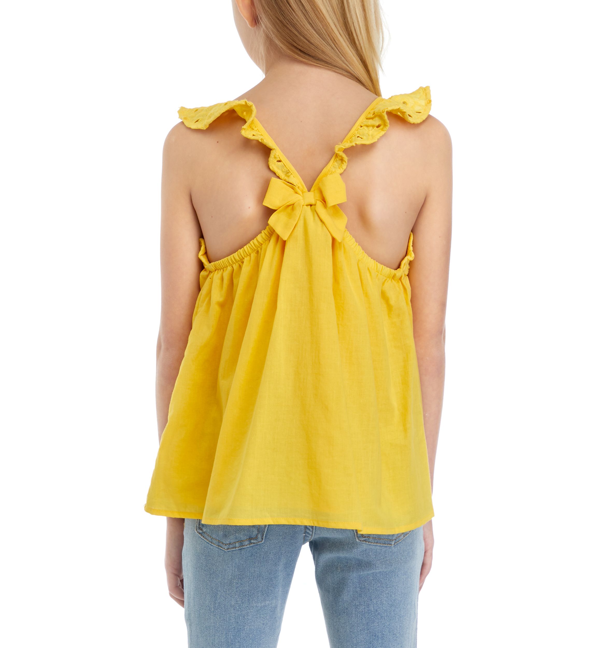Girls 7-16 Woven Eyelet Flutter Sleeve Tank Top