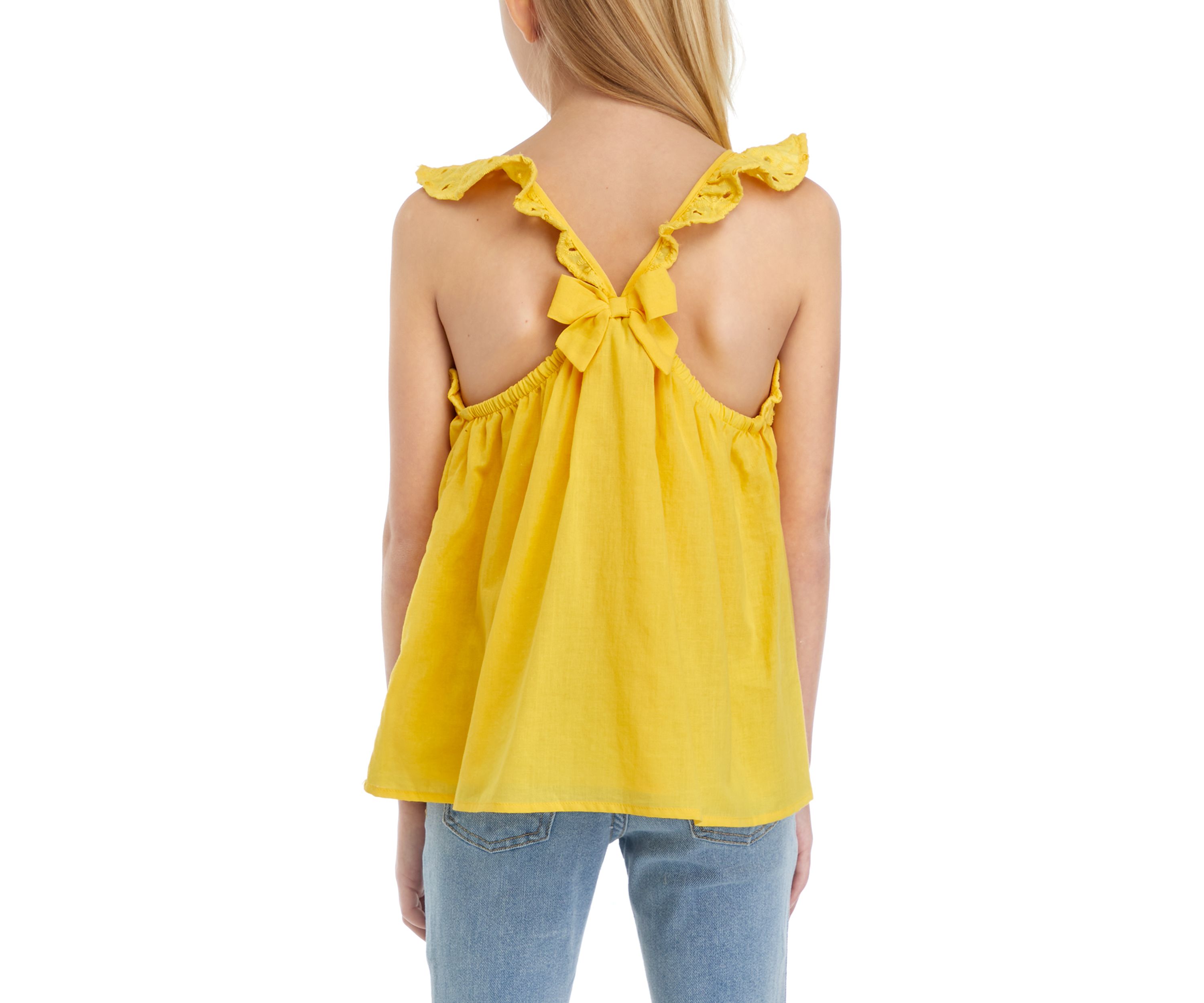 Girls 7-16 Woven Eyelet Flutter Sleeve Tank Top