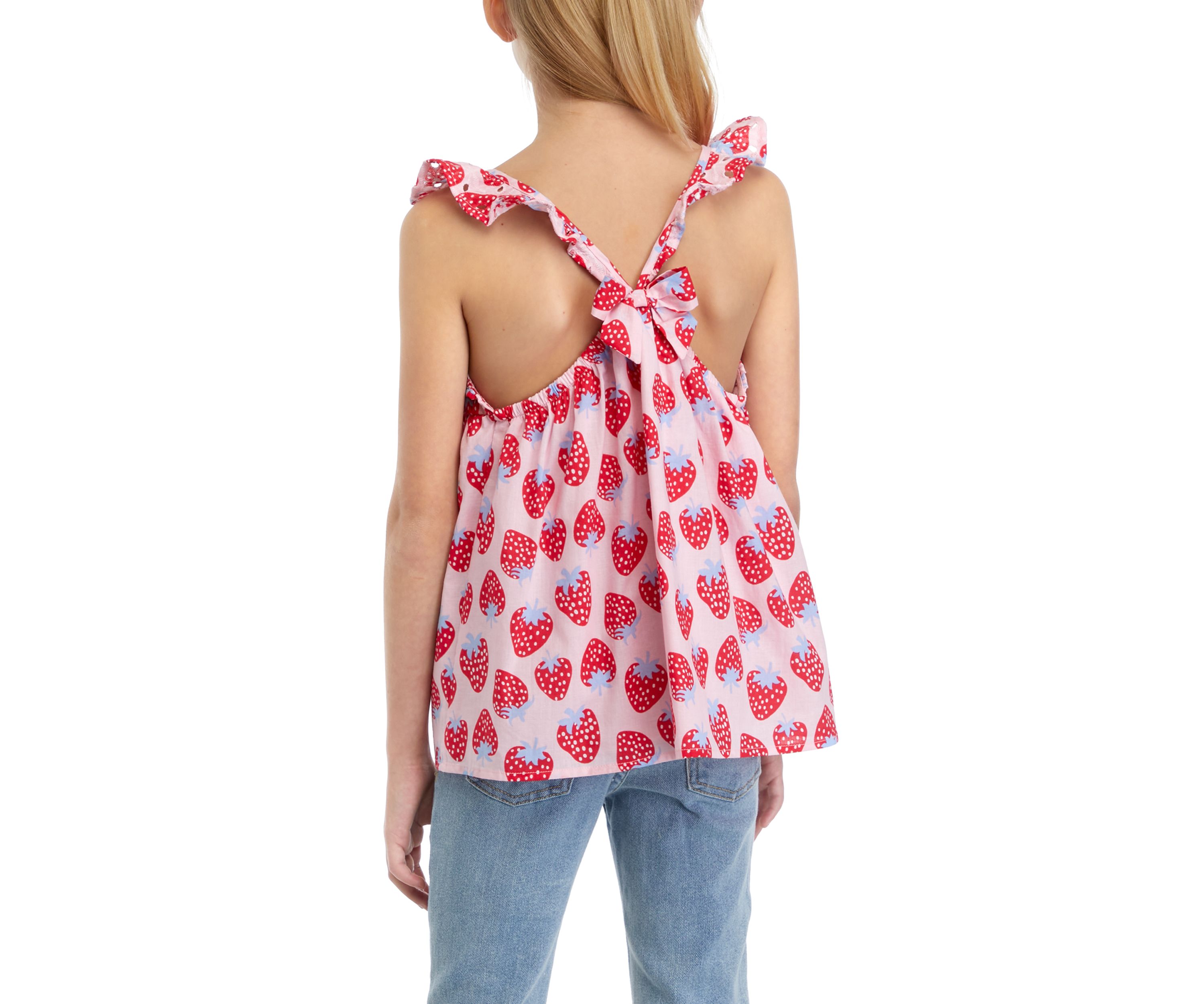 Girls 7-16 Printed Woven Flutter Sleeve Tank Top