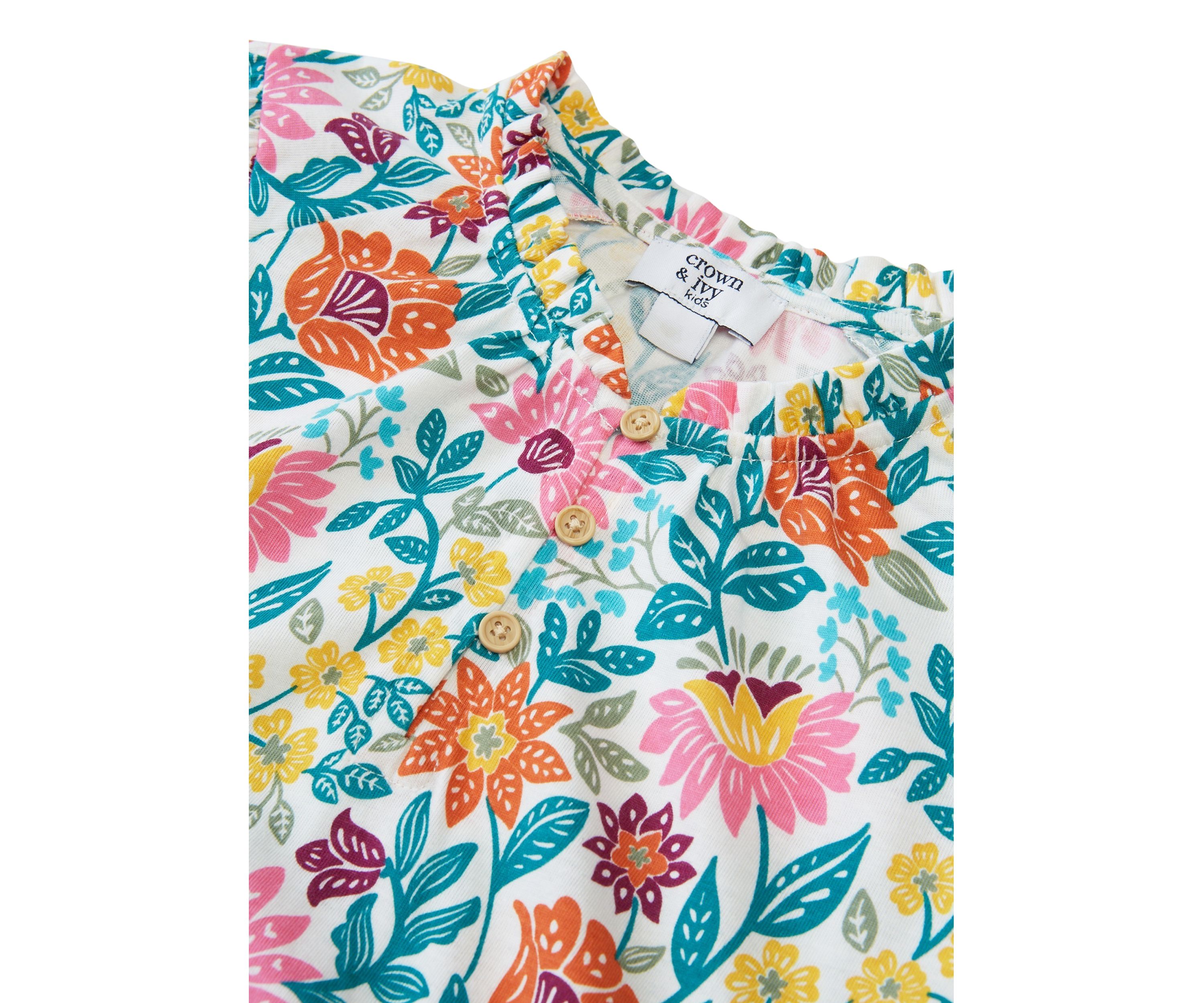 Girls 7-16 Long Sleeve Henley Knit Printed Dress