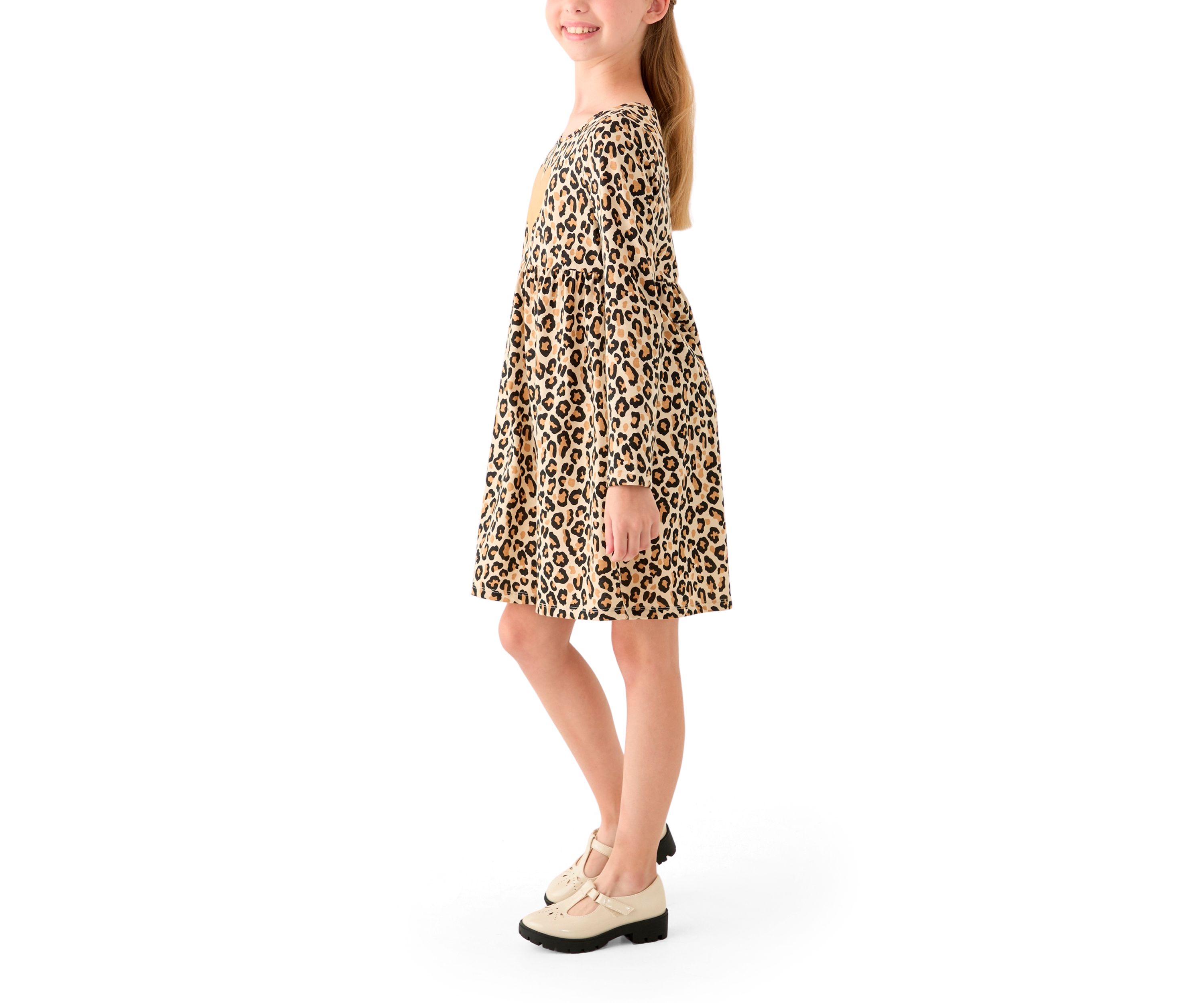 Girls 7-16 Long Sleeve Printed Knit Dress