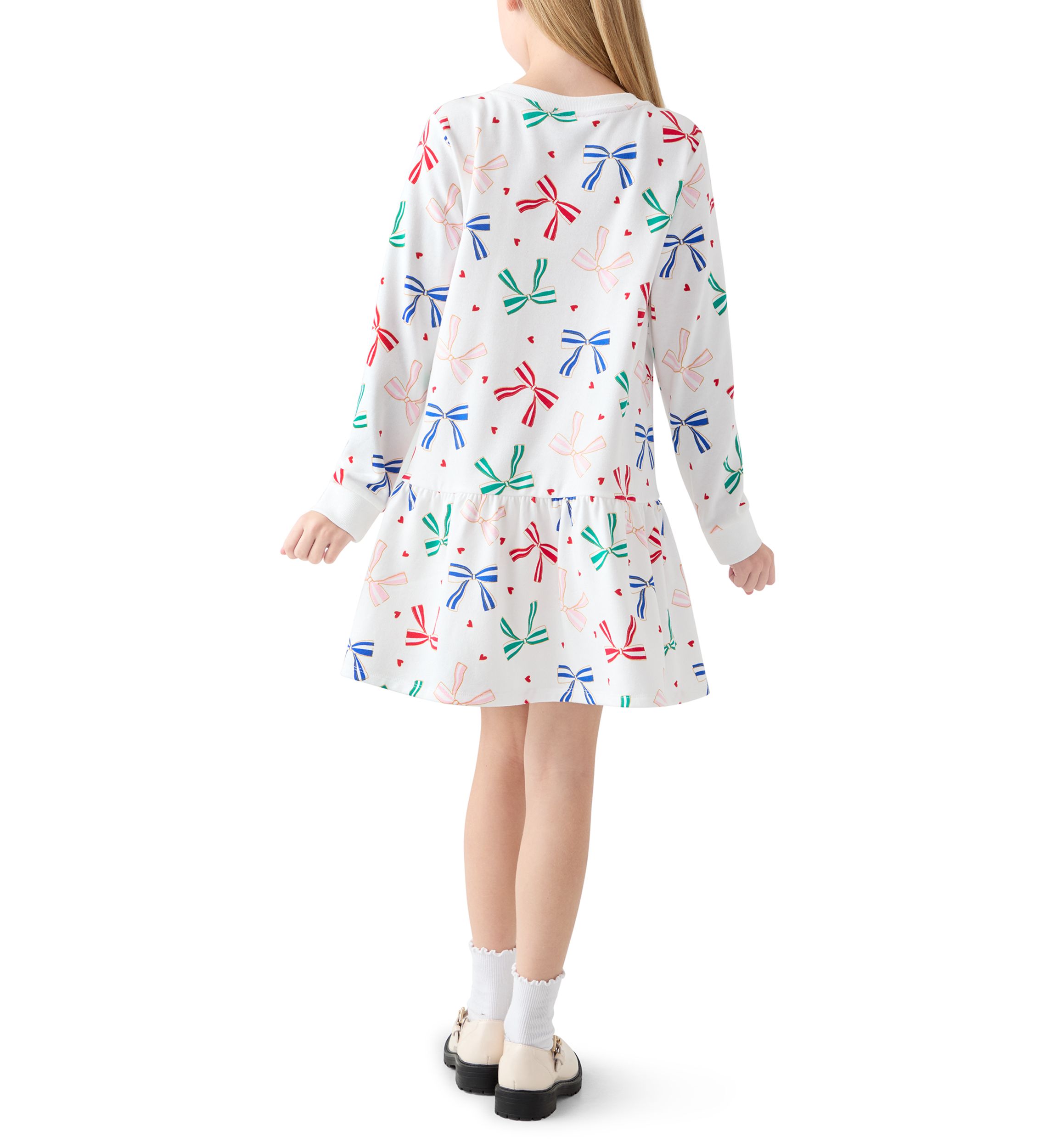 Girls 7-16 Bow Print Sweatshirt Dress