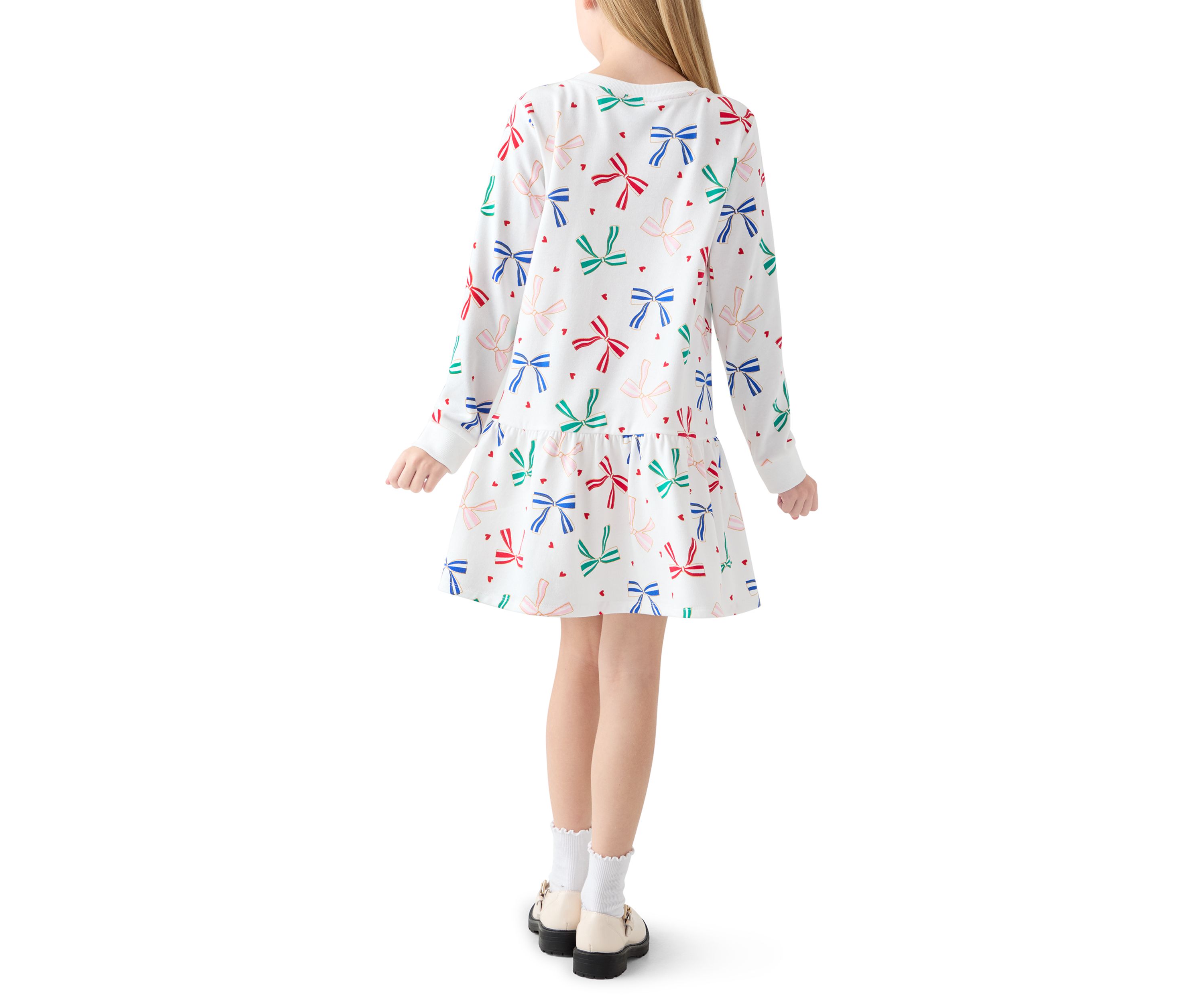 Girls 7-16 Bow Print Sweatshirt Dress