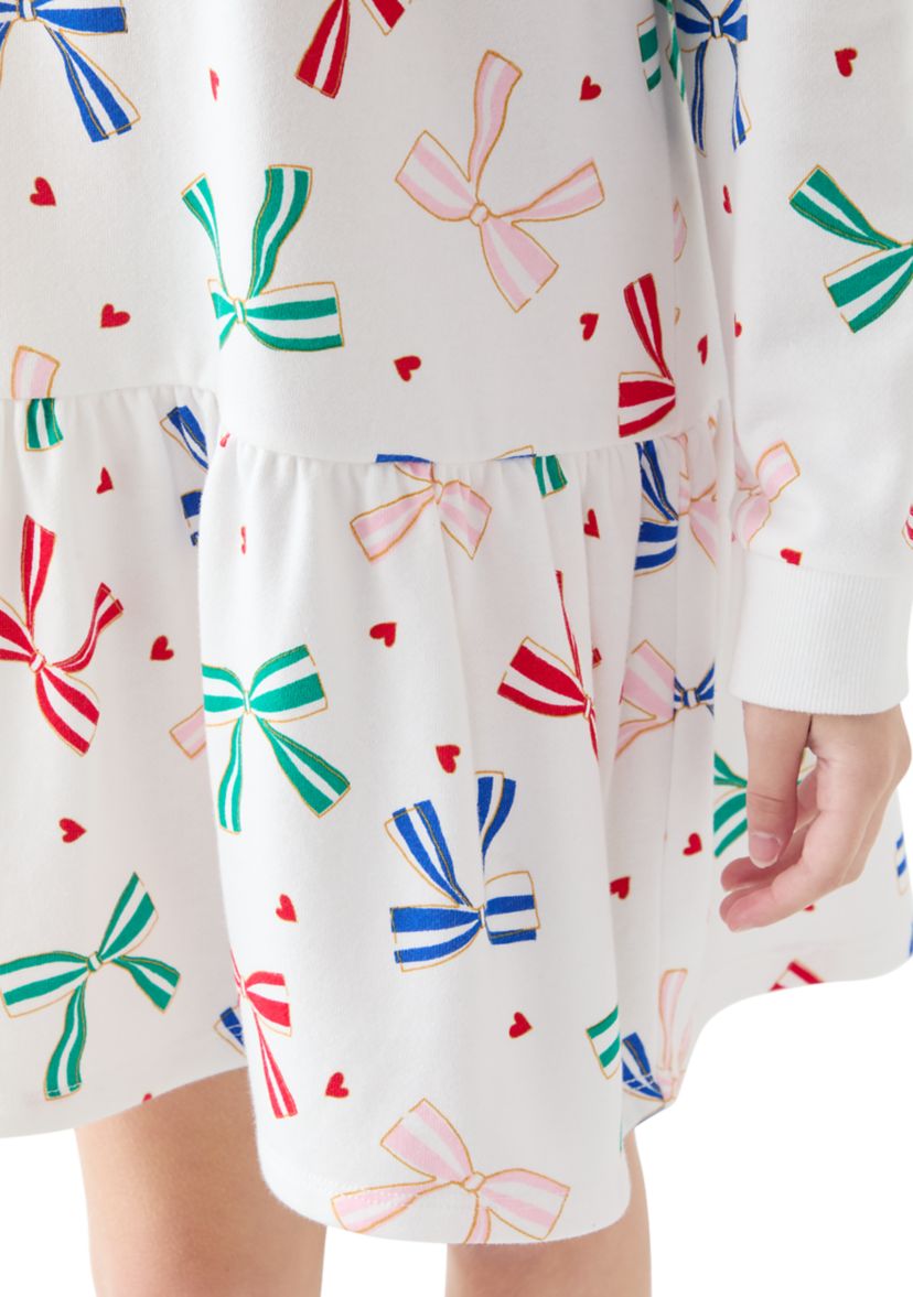 Girls 7-16 Bow Print Sweatshirt Dress